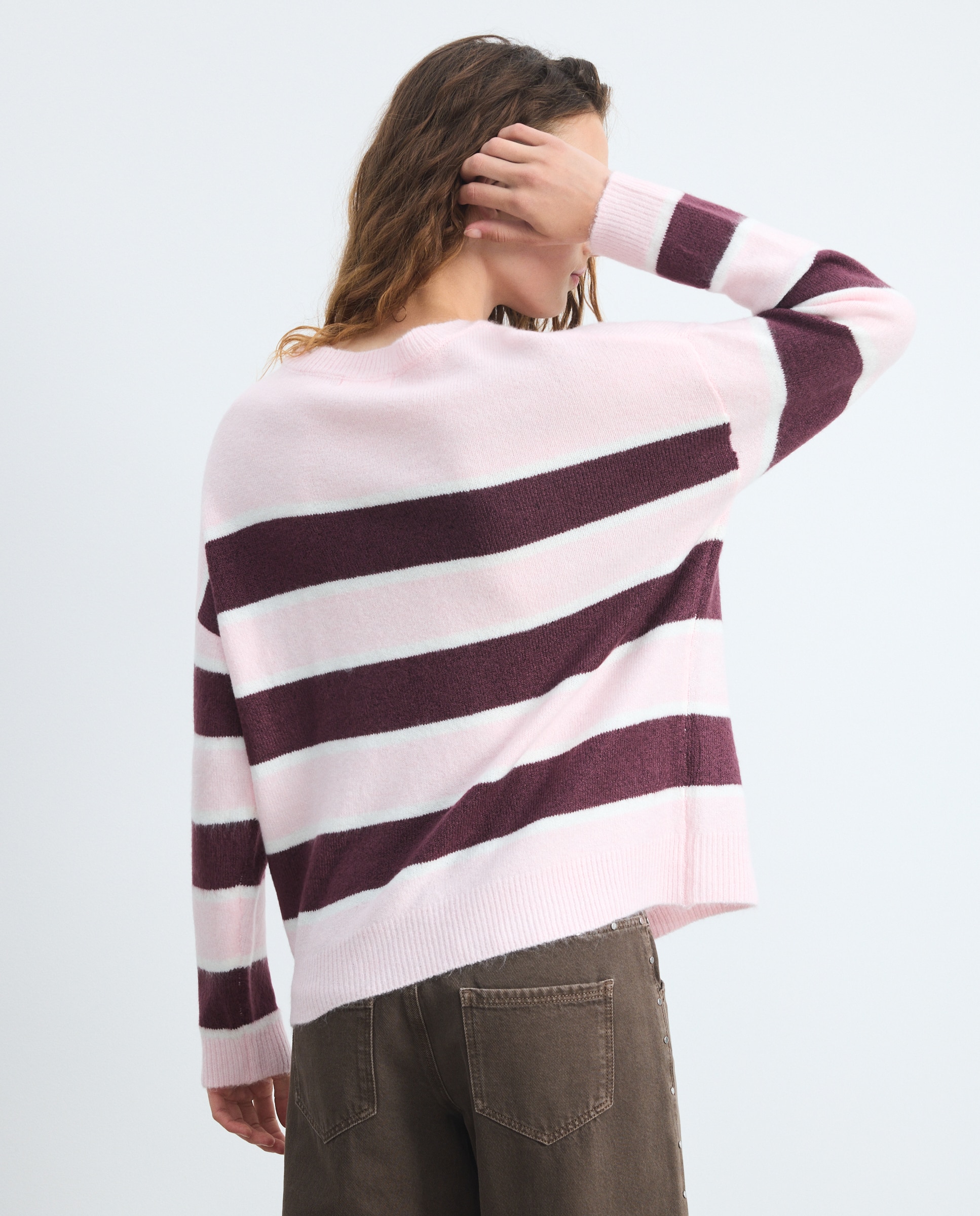 Jersey de mujer oversize rayas - Green Coast - Rosa claro Rosa claro-3