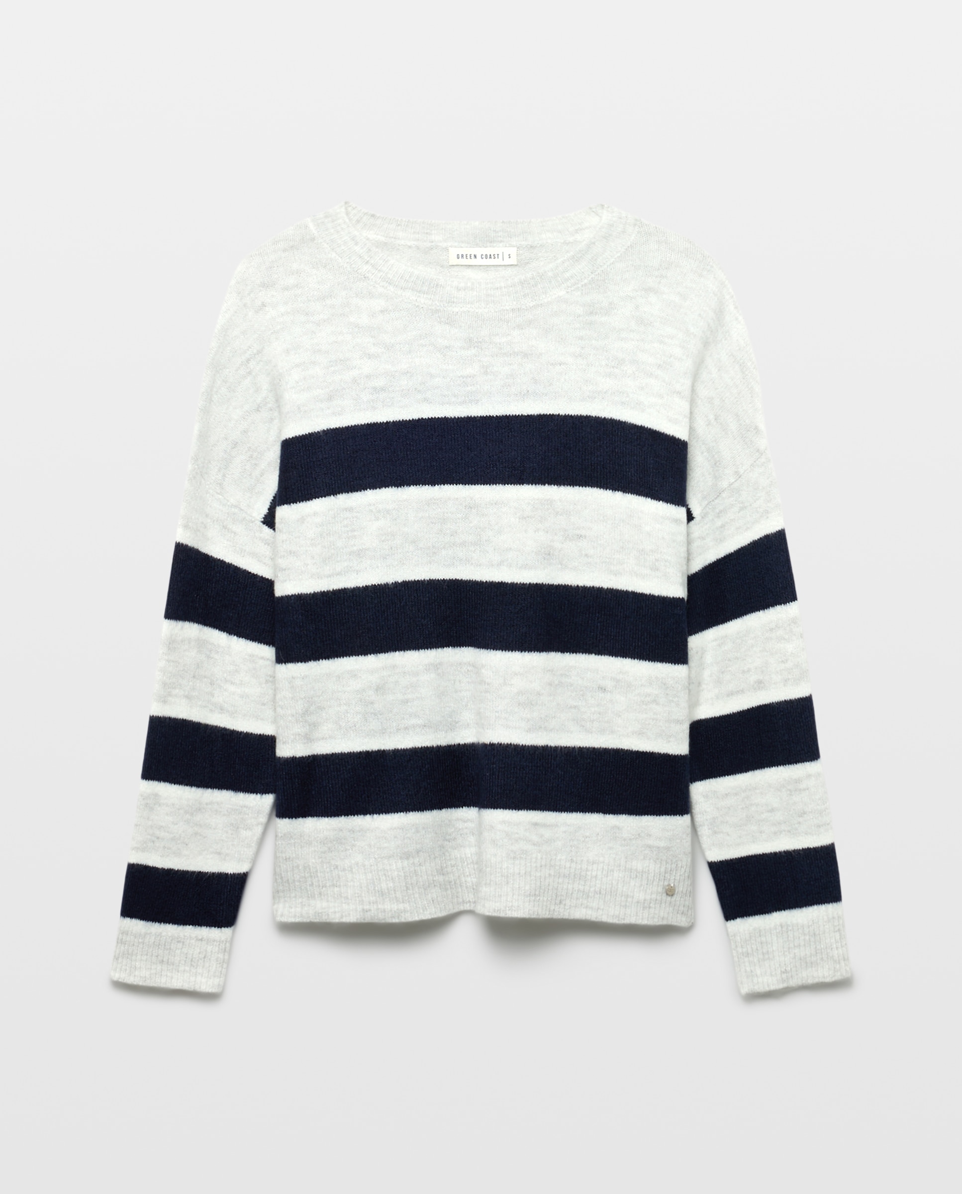 Camisola de malha oversize de mulher às riscas Cinzento-claro-5