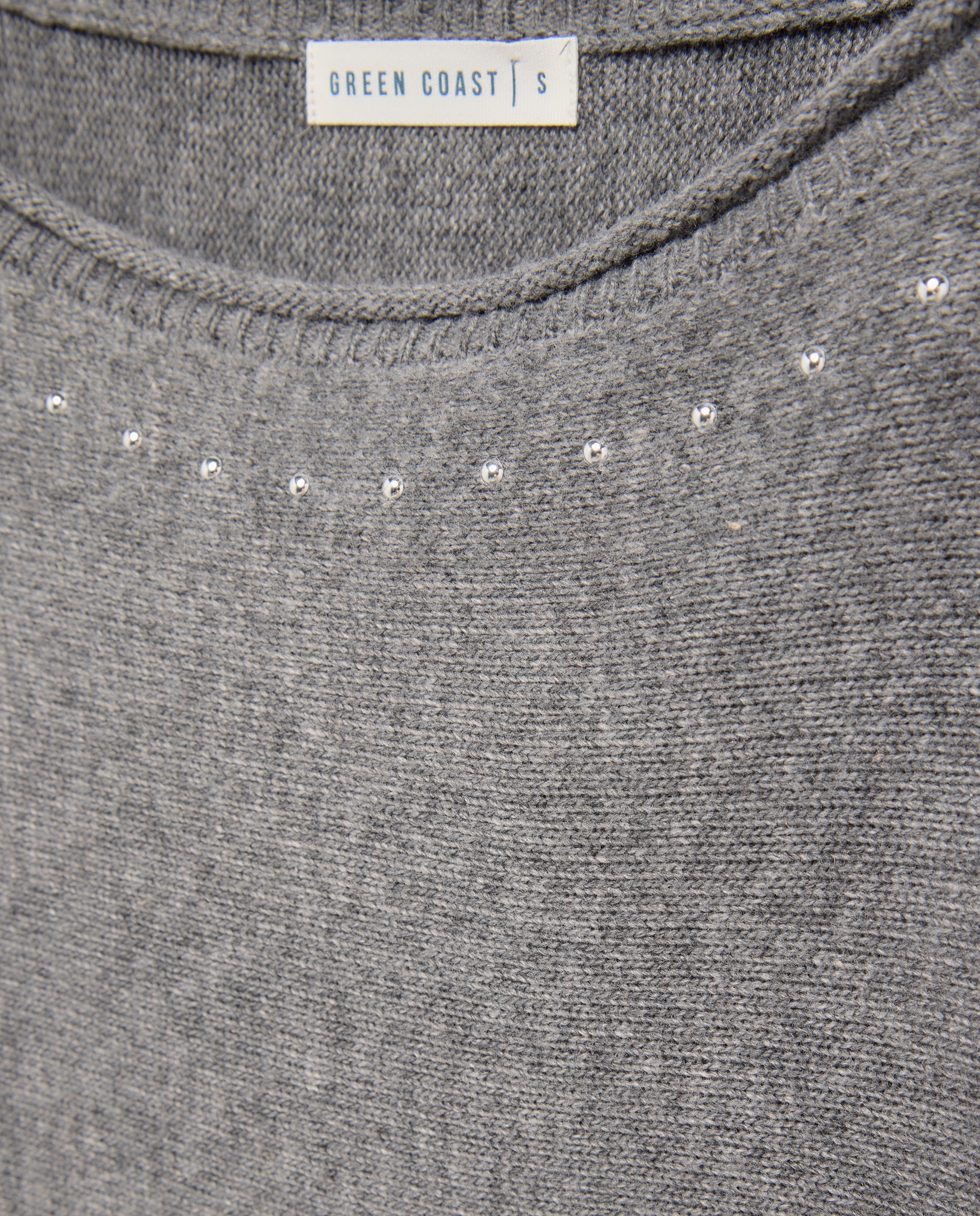 Camisola de Malha com Gola com Tachas Cinzento-claro-2