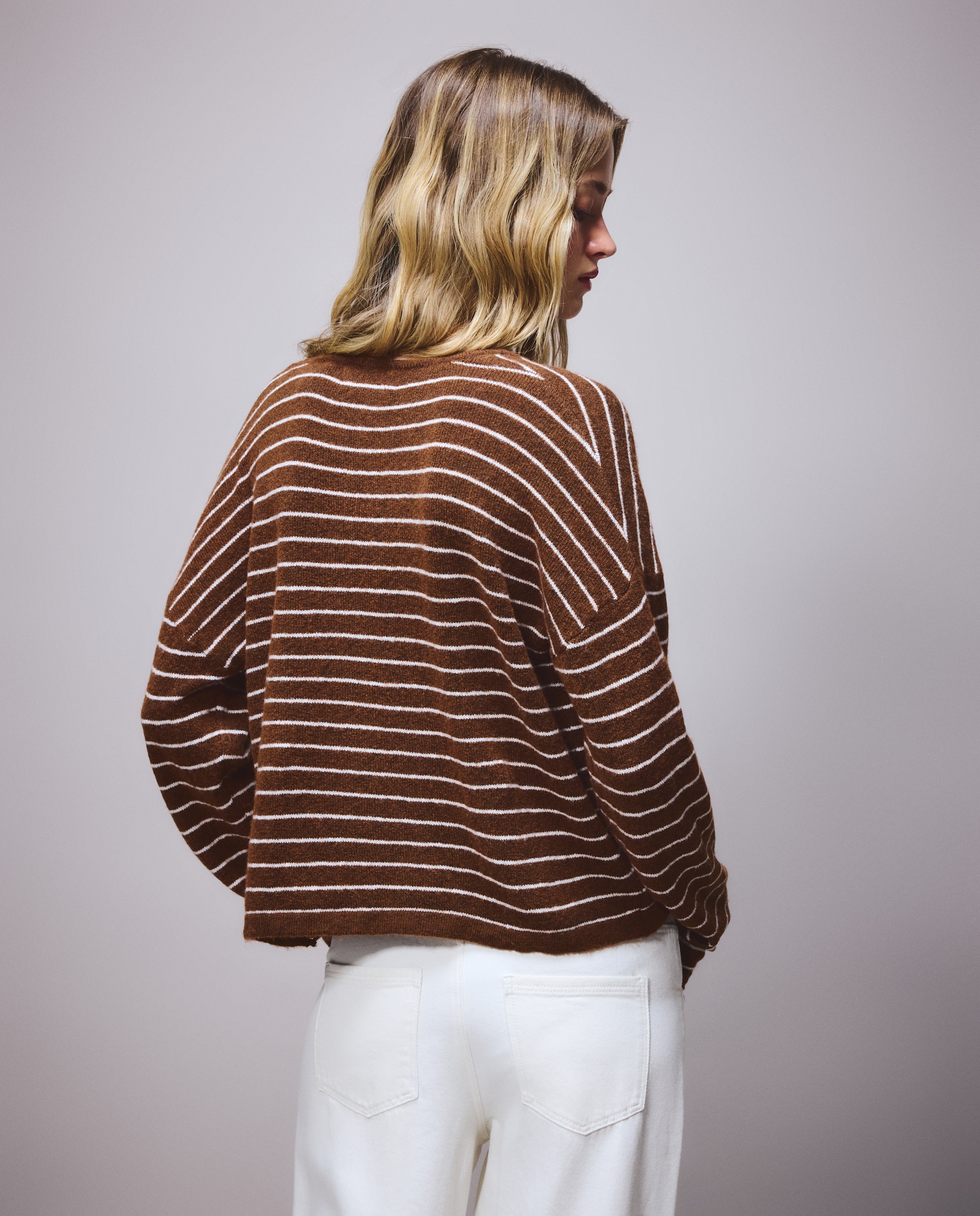Camisola de Malha com Gola Tipo Padeiro Toffee-3