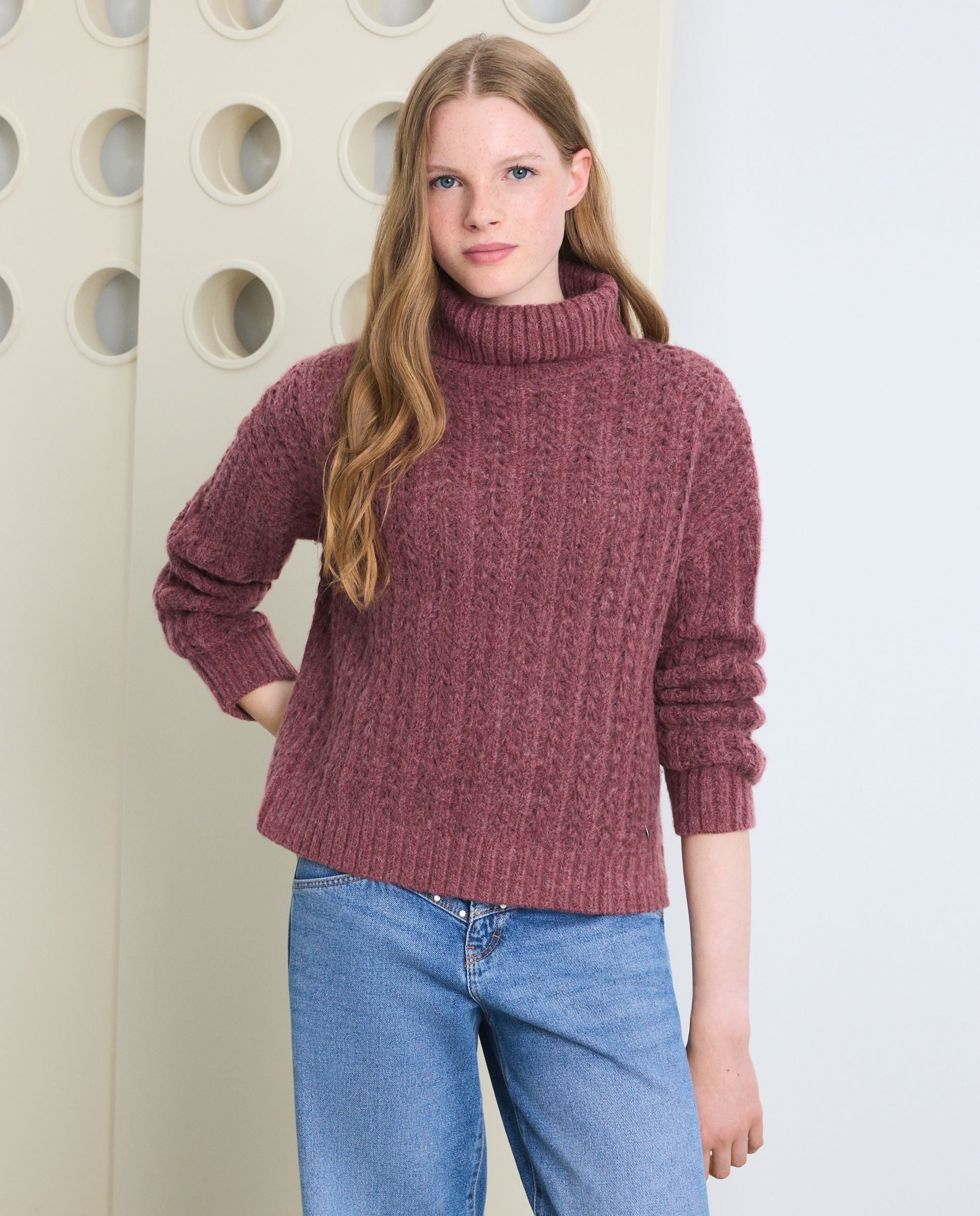 Jersey cuello cisne ochos mujer - Green Coast - 230 Rosa oscuro 230 Rosa oscuro-1