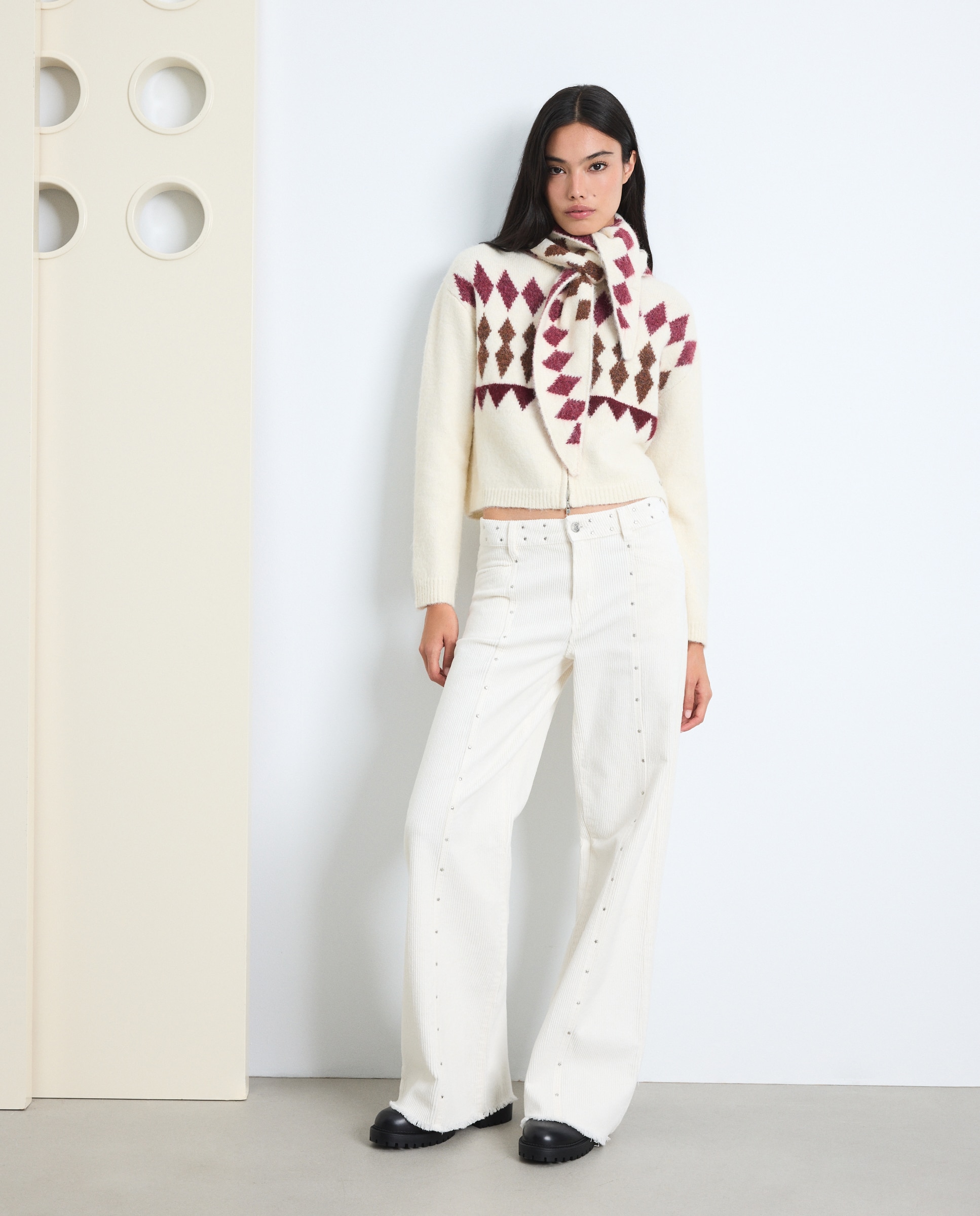Jersey jacquard babero mujer - Green Coast - 120 Crudo 120 Crudo-2