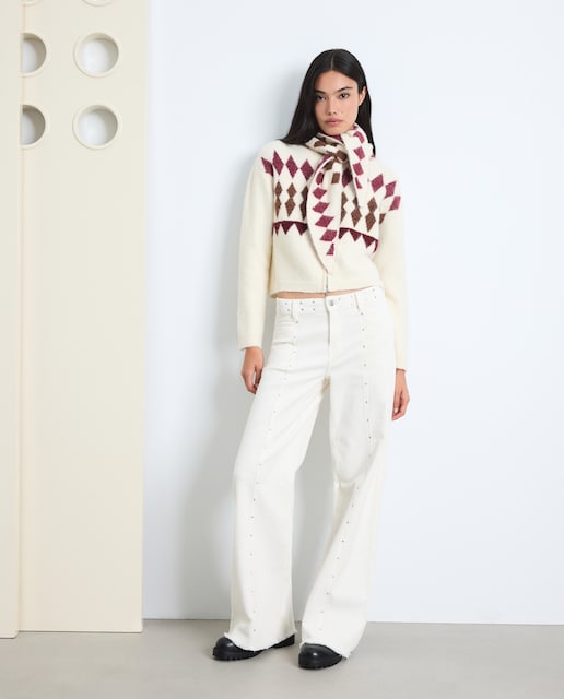 Imagen 0 de Jersey jacquard babero mujer 120 Crudo