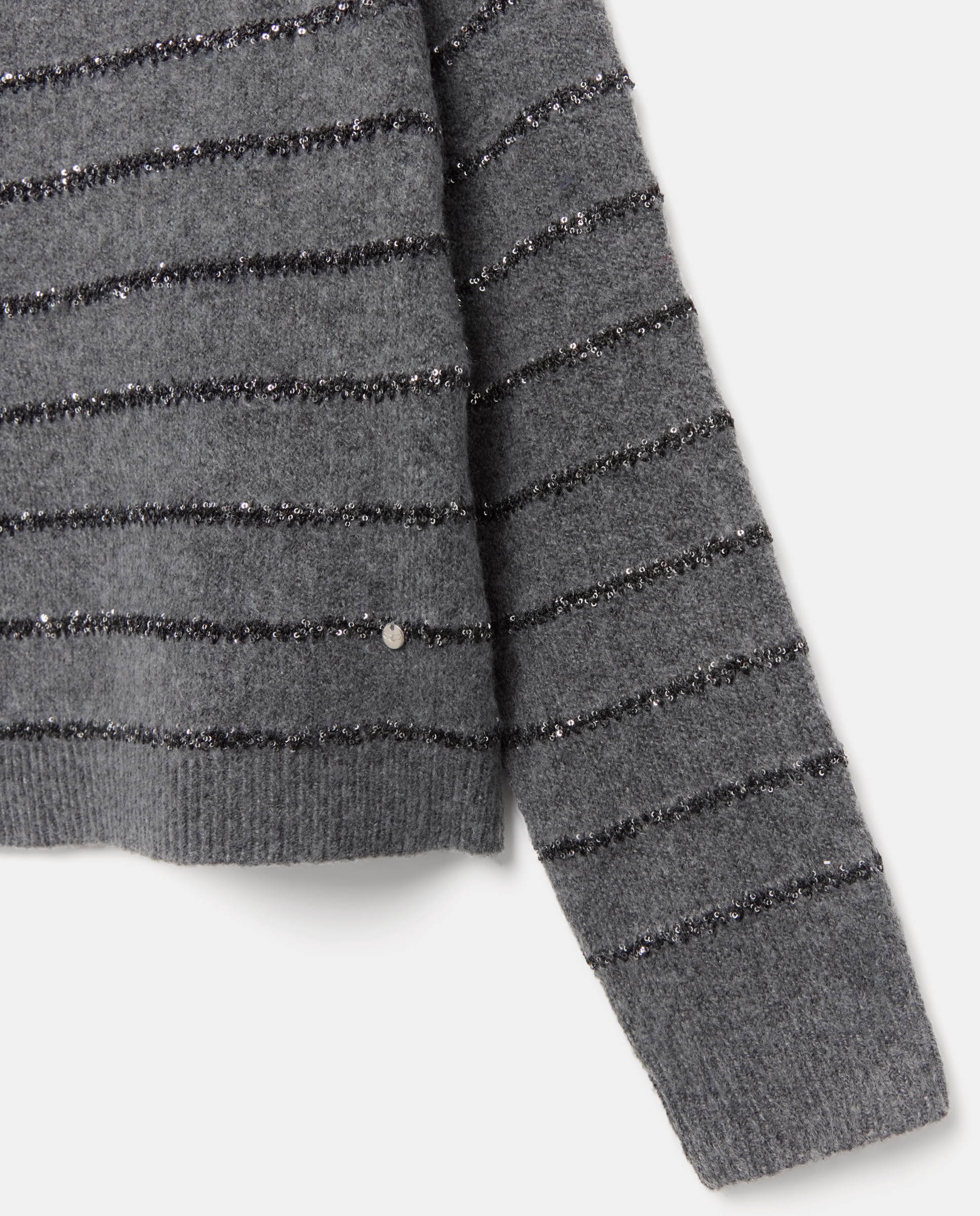 Camisola de Malha às Riscas com Lantejoulas 830 Antracite-2
