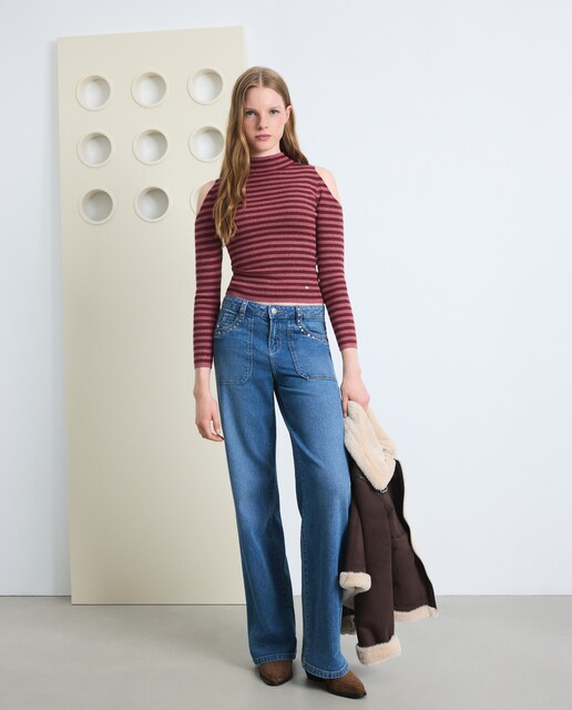 Imagen 1 de Jersey cut our rayas canalé mujer 440 Azulón