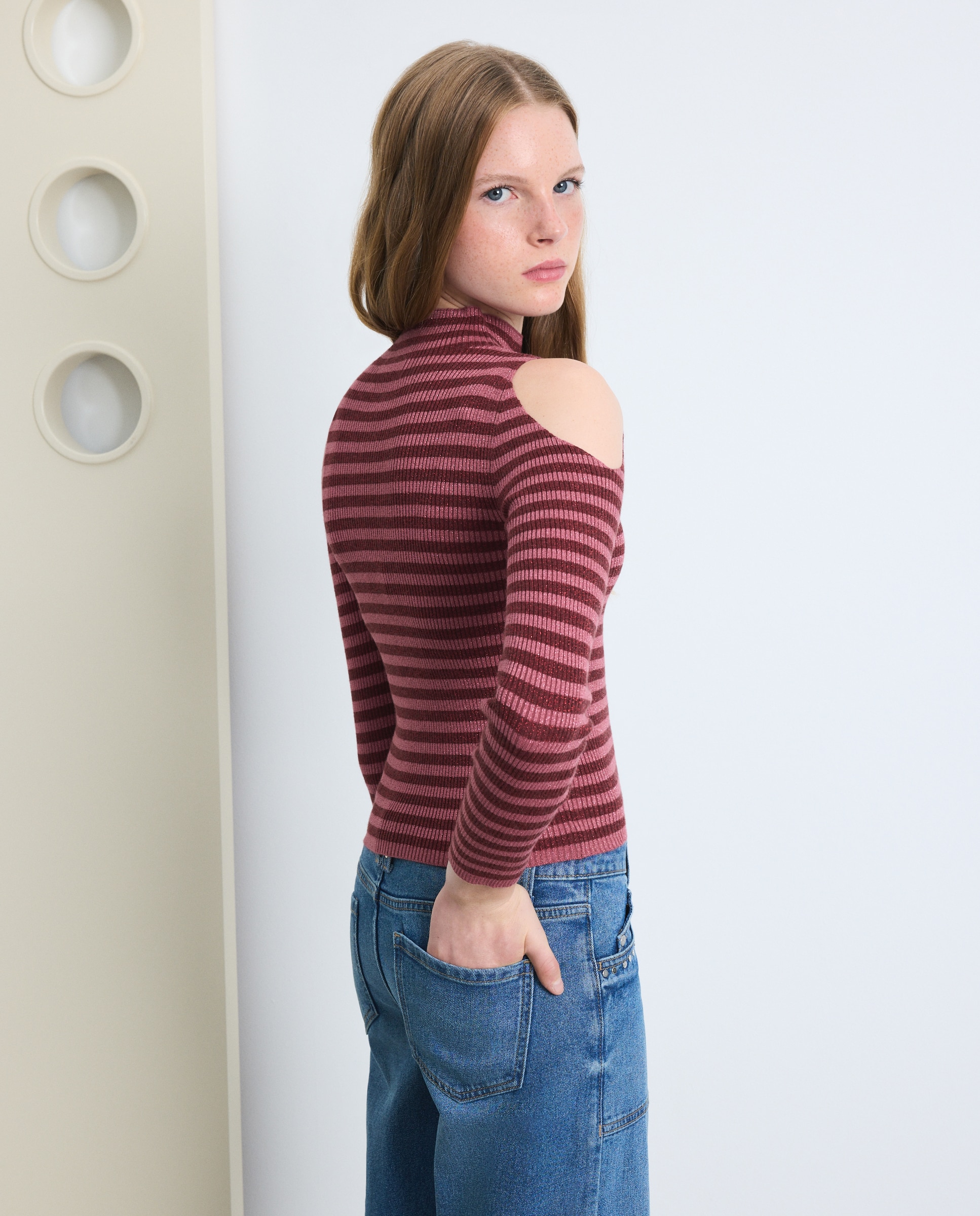 Jersey cut our rayas canalé mujer - Green Coast - Burdeos Burdeos-3