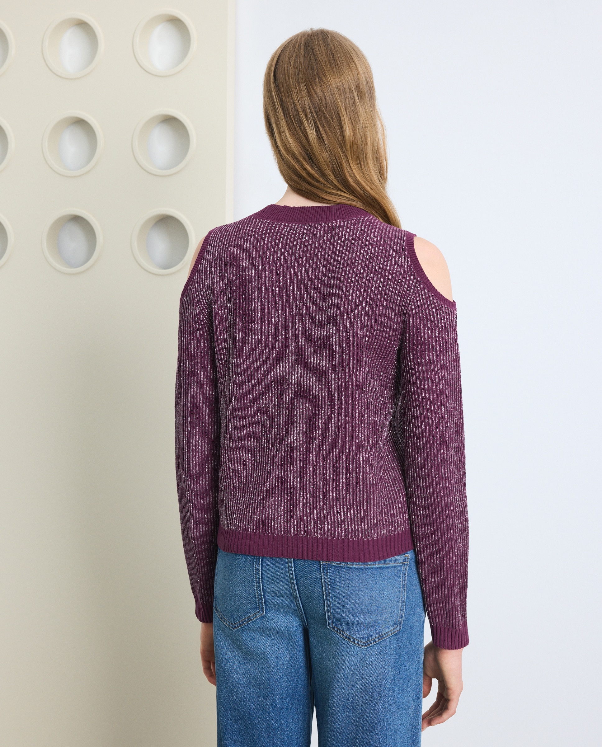 Jersey cut out chenilla de mujer - Green Coast - Ciruela Ciruela-3
