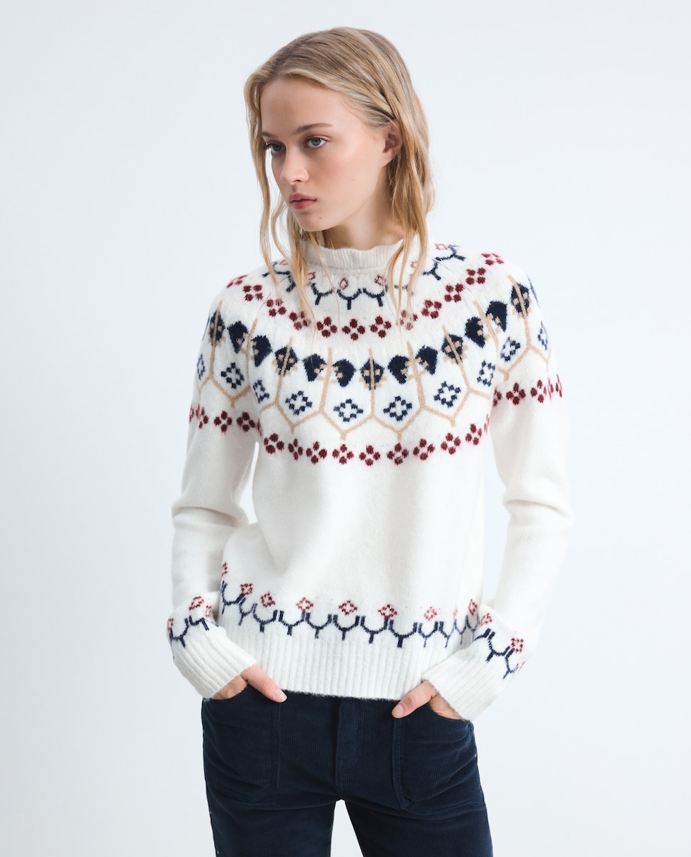 Imagen 1 de Jersey jacquard babero de mujer 120 Crudo