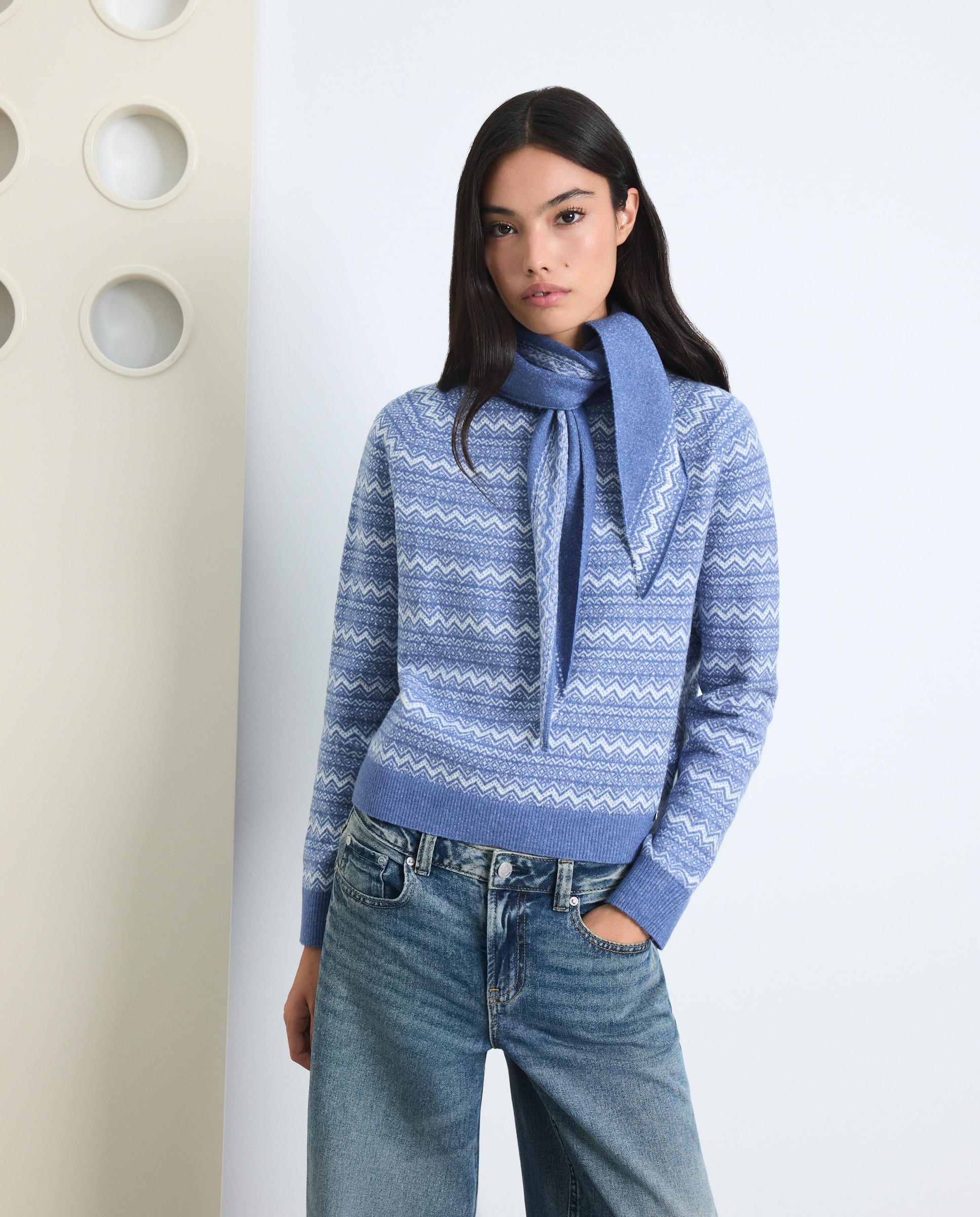 Imagen 0 de Jersey jacquard all over de mujer 400 Azul