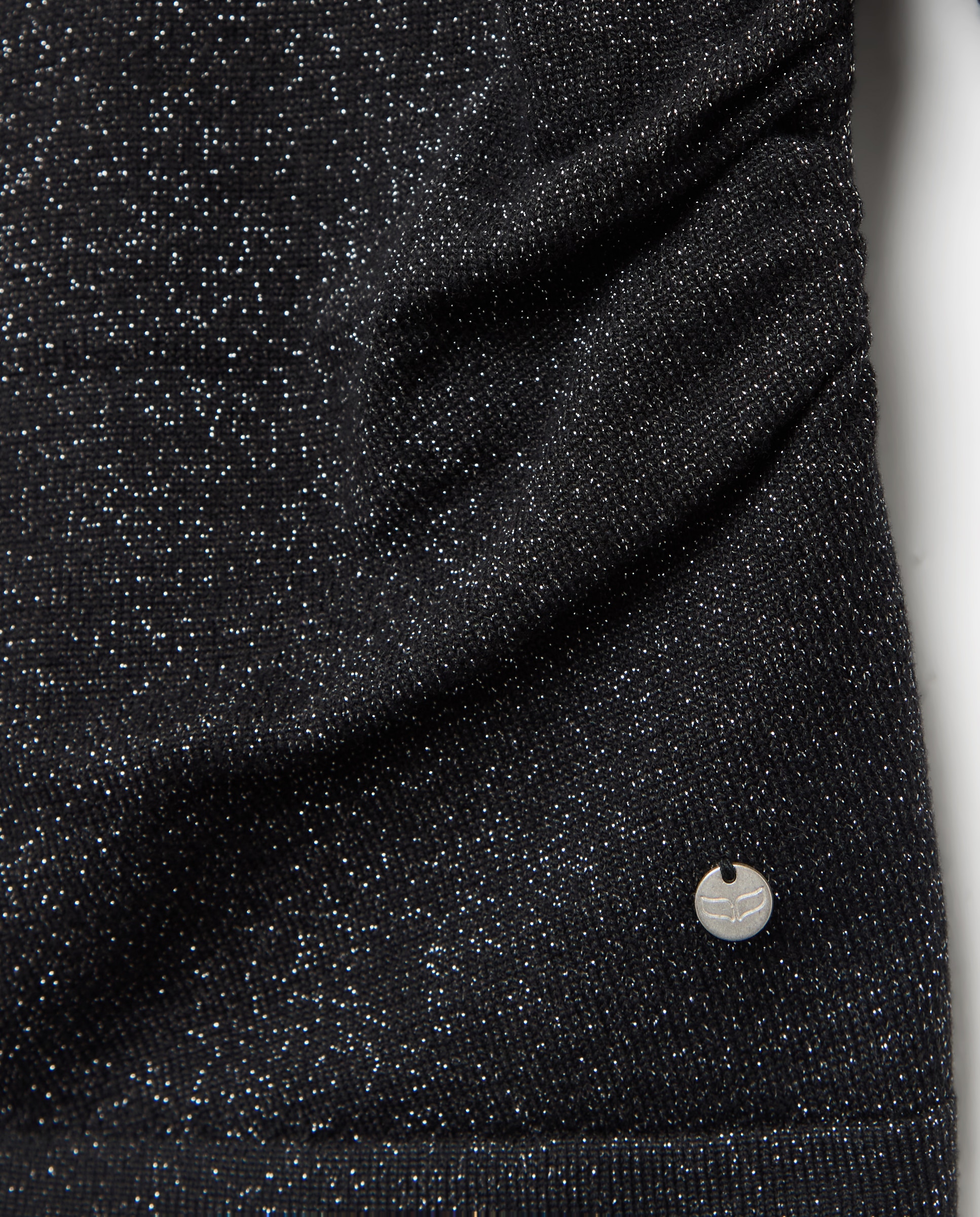 Camisola de Malha Assimétrica com Franzido e Fio Metalizado Preto-2