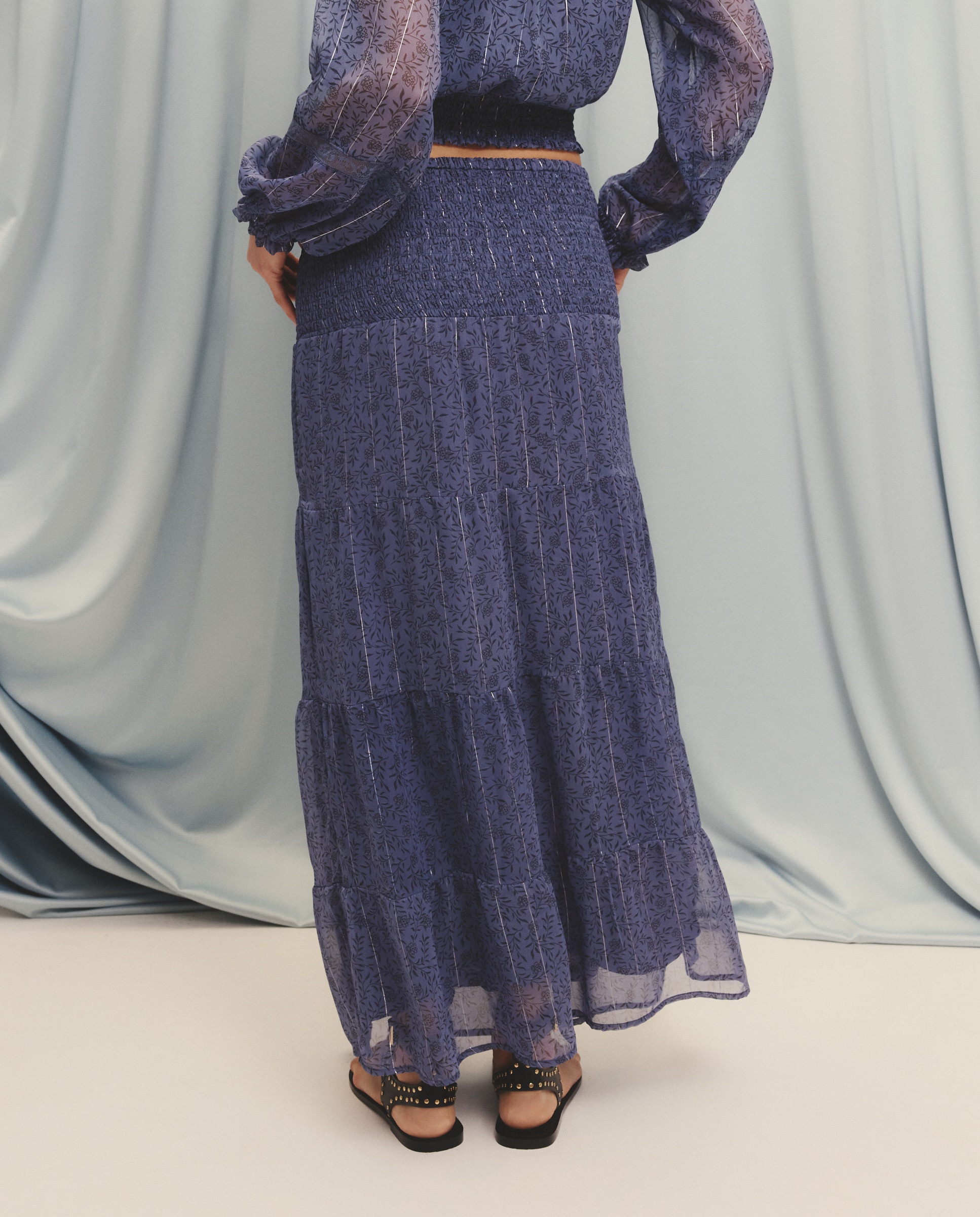 Saia FL de Chiffon com Elásticos Azul-3