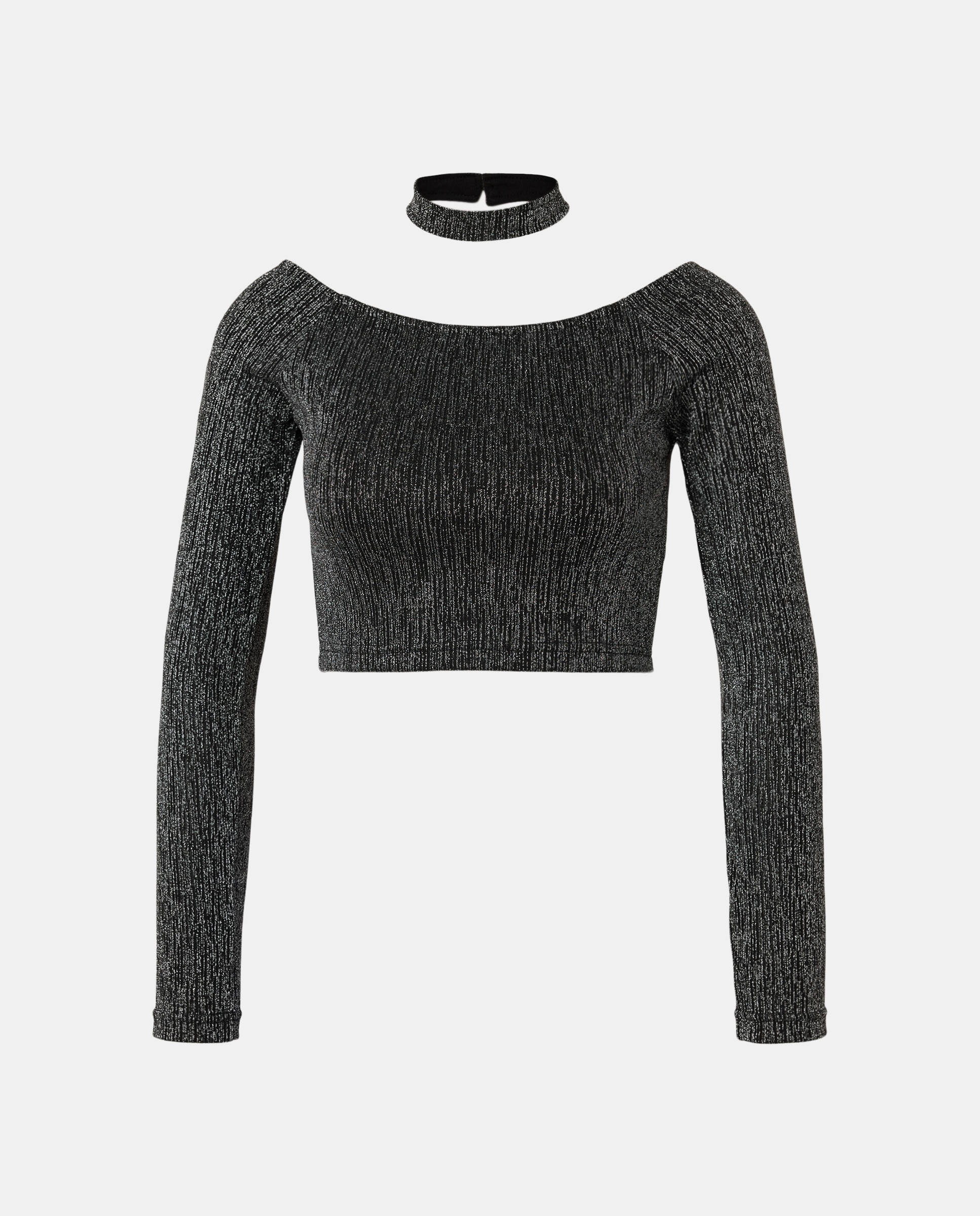 Camisola de Manga Comprida Lisa Preto-5