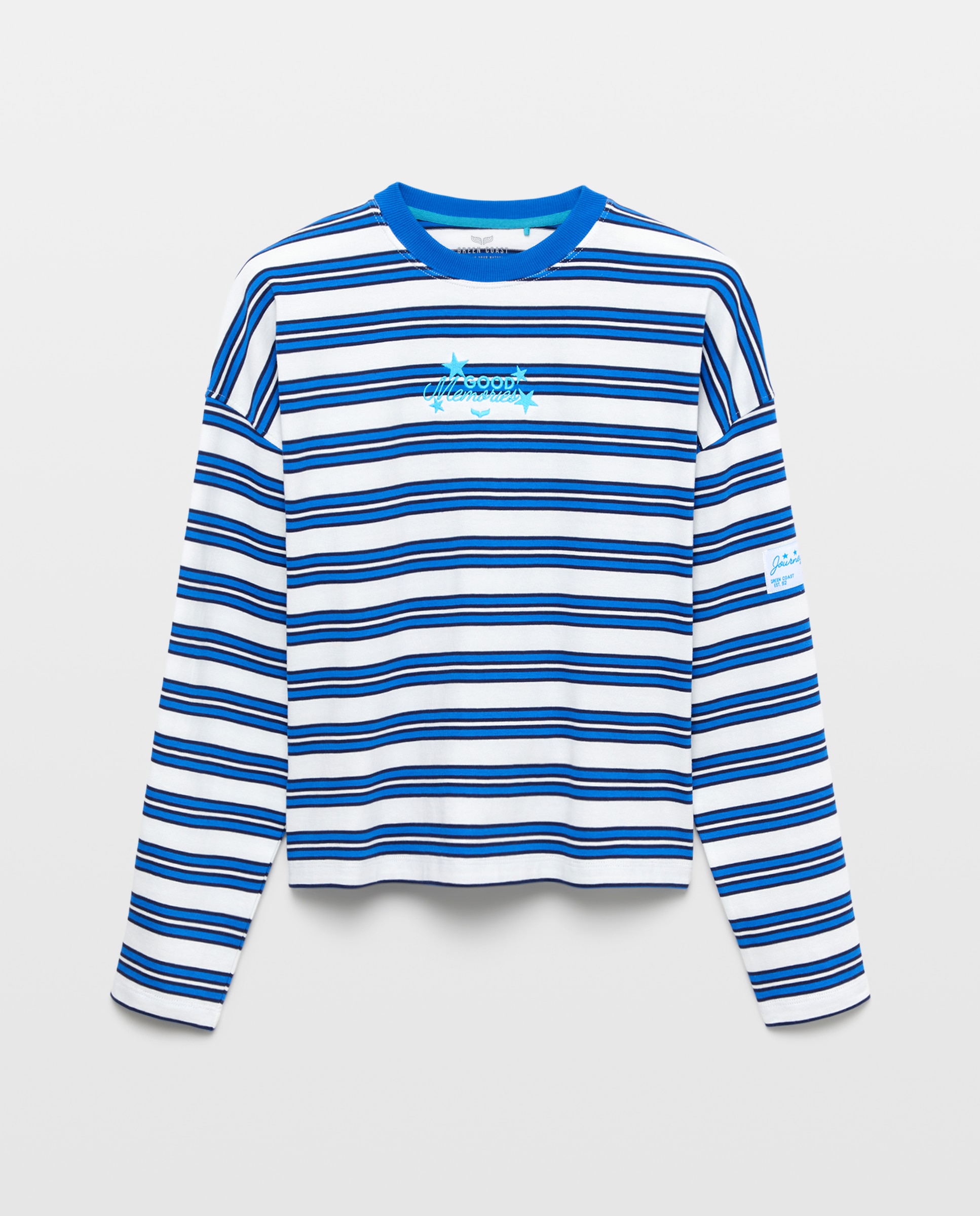 Imagem 0 de T-shirt de Algodão às Riscas com Estampado Gráfico