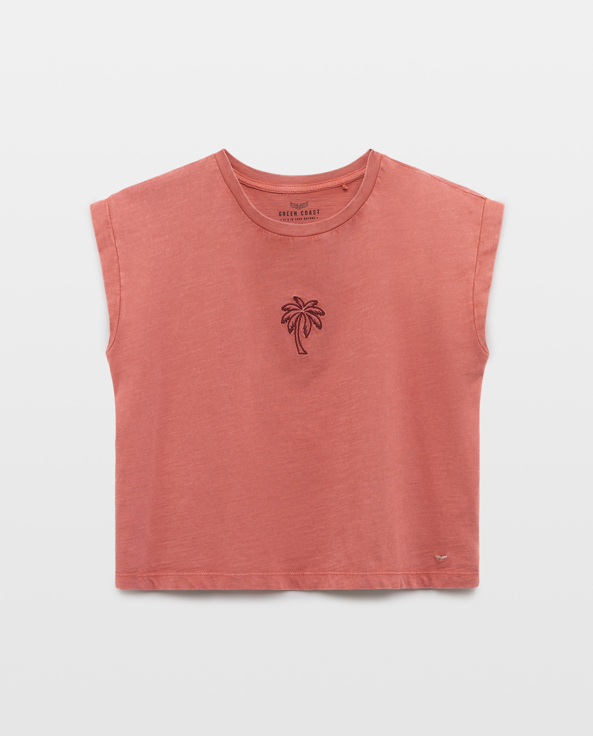 T-shirt sem Mangas com Bordado 770 Terracota-4