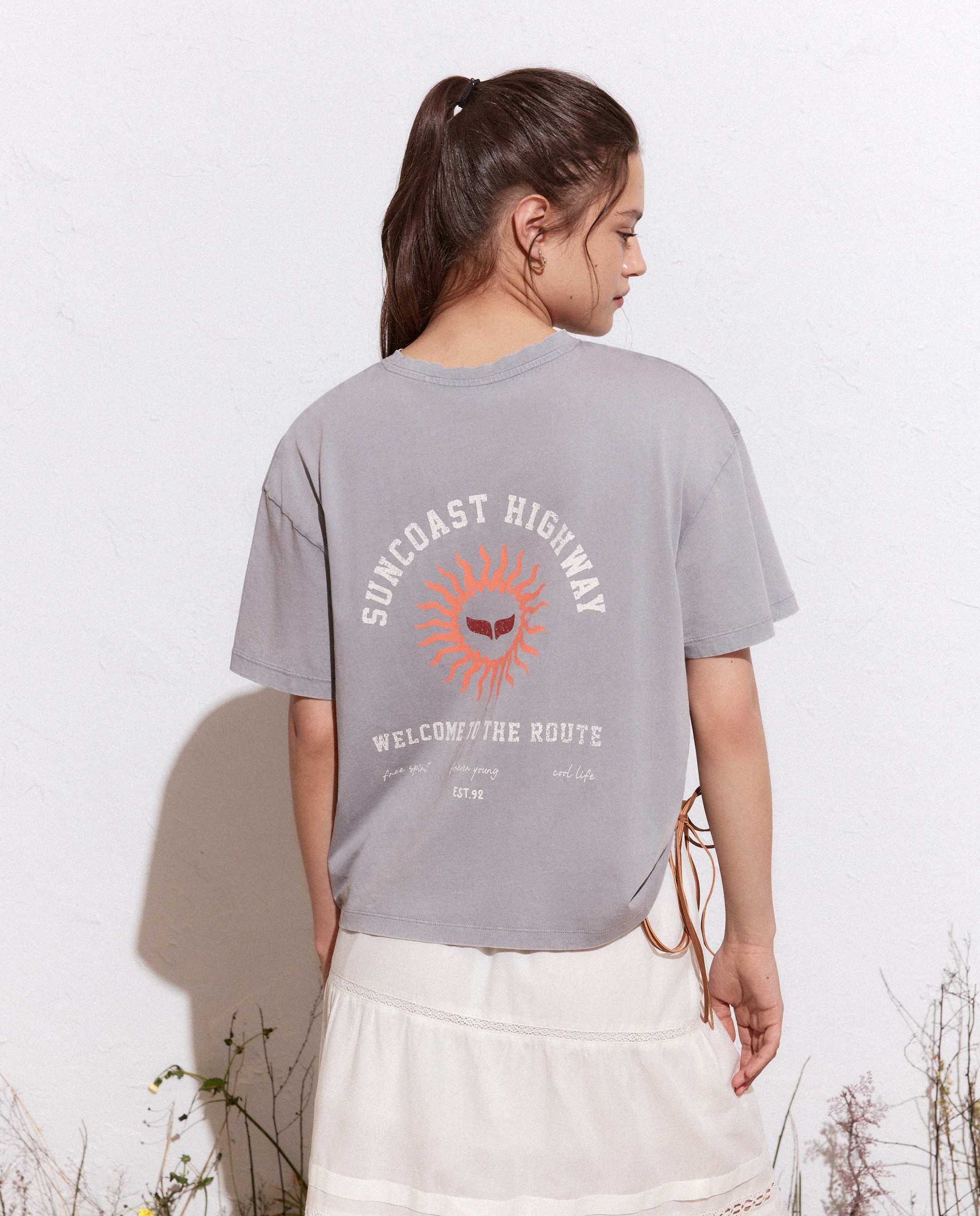 Camiseta de mujer print frontal y espalda - Green Coast - 820 Gris medio 820 Gris medio-2
