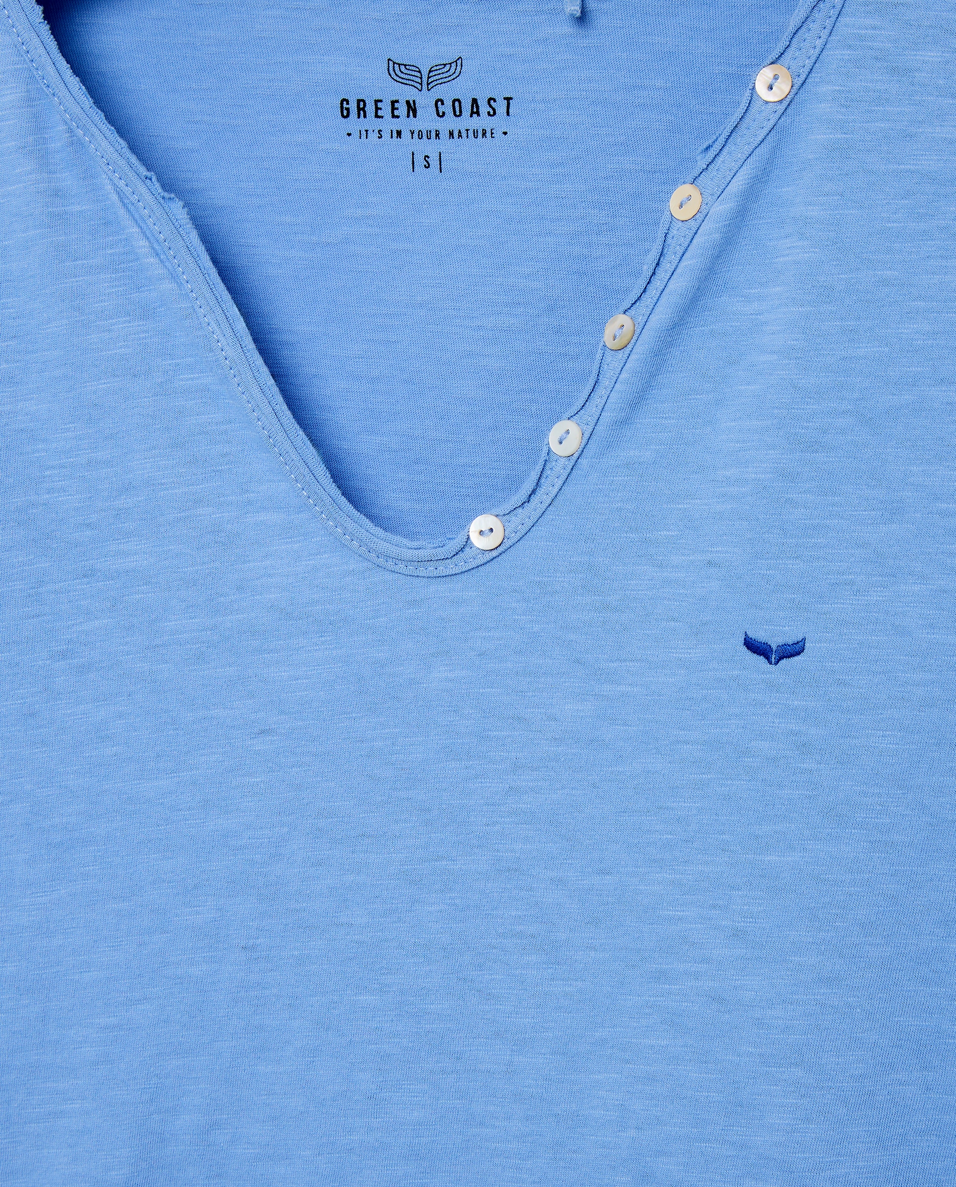 Imagen 2 de Camiseta de mujer algodón escote botones - Green Coast - 400 Azul 400 Azul