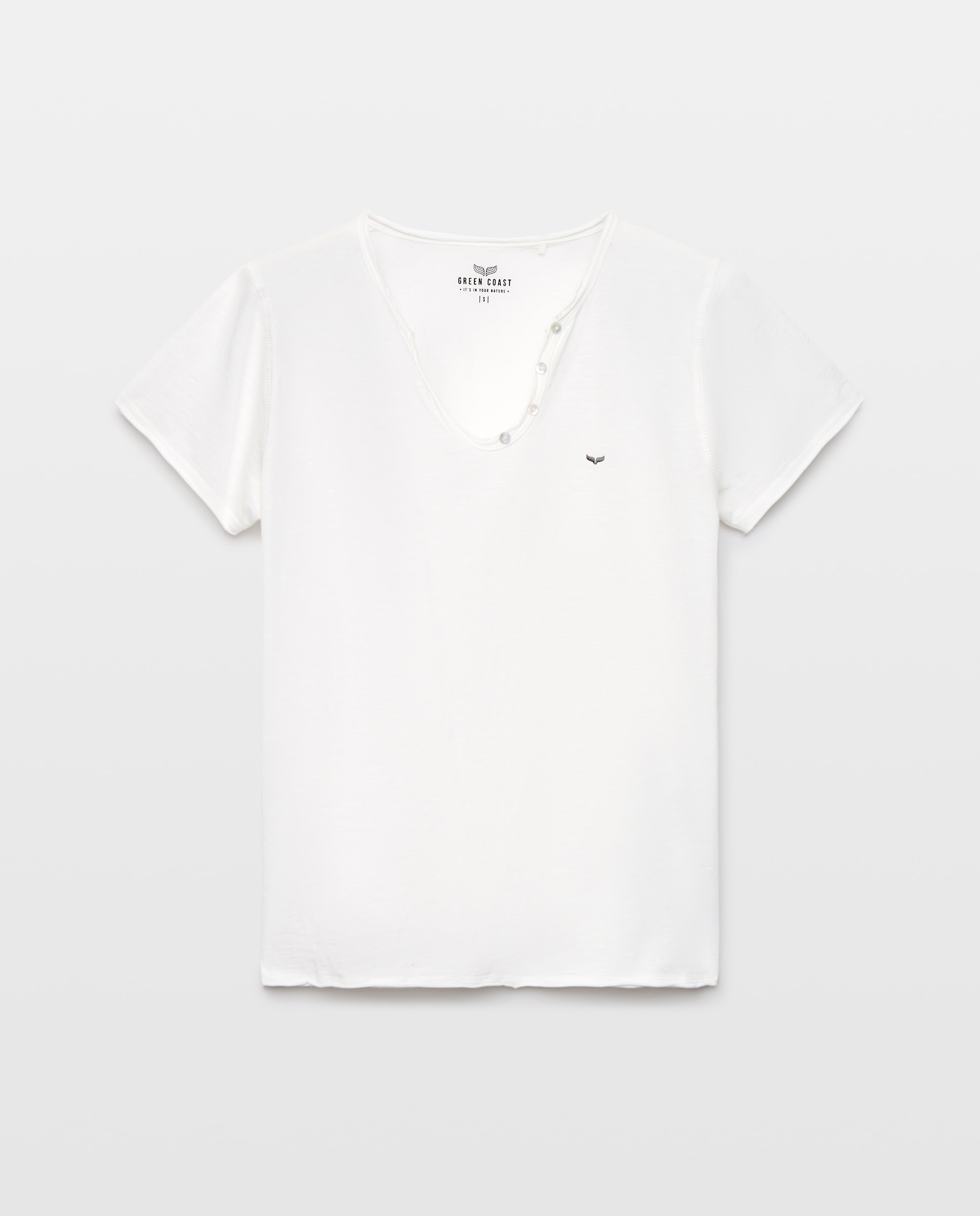 Imagen 1 de Camiseta de mujer algodón escote botones - Green Coast - Blanco roto Blanco roto
