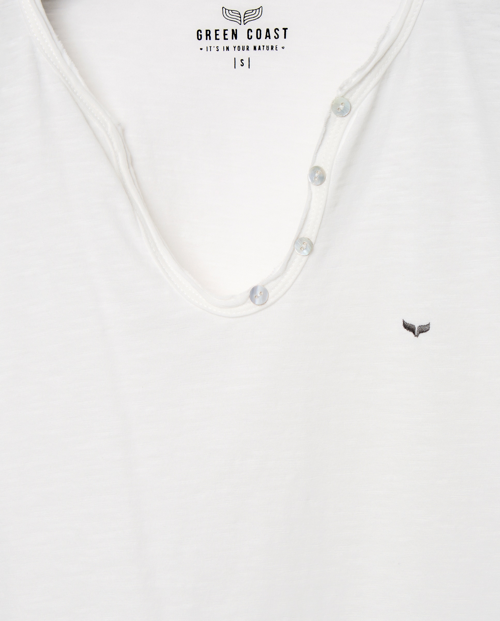Imagen 2 de Camiseta de mujer algodón escote botones - Green Coast - Blanco roto Blanco roto