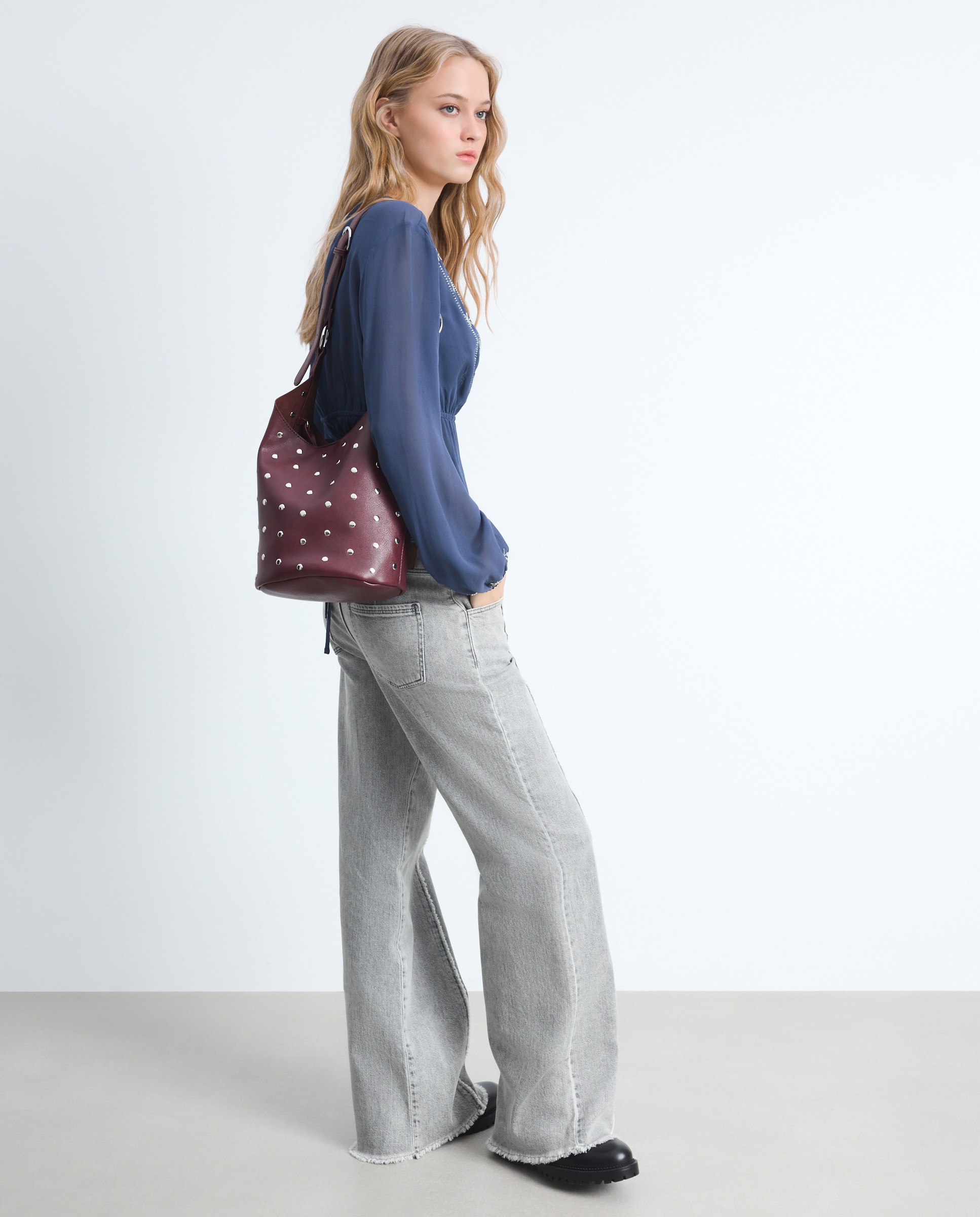 Mala de Ombro Bucket Bordeaux-7