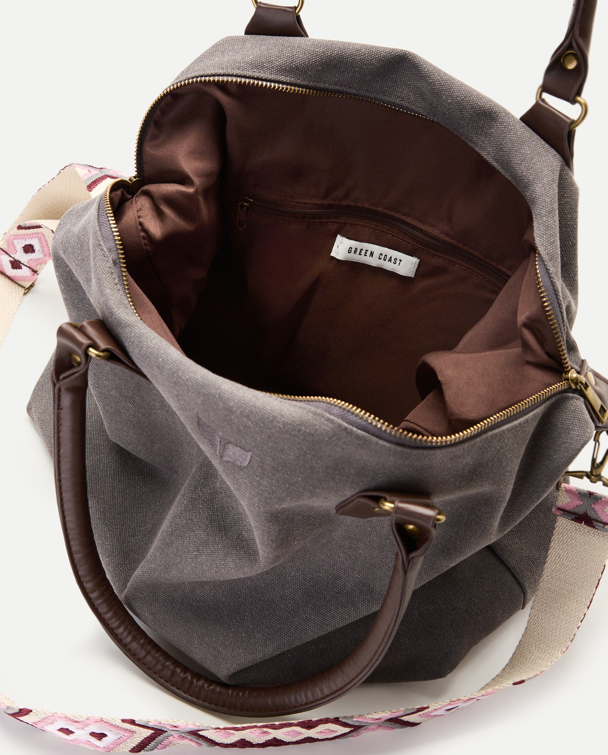 Mala Shopper de Algodão com Tachas 820 Cinzento Médio-5
