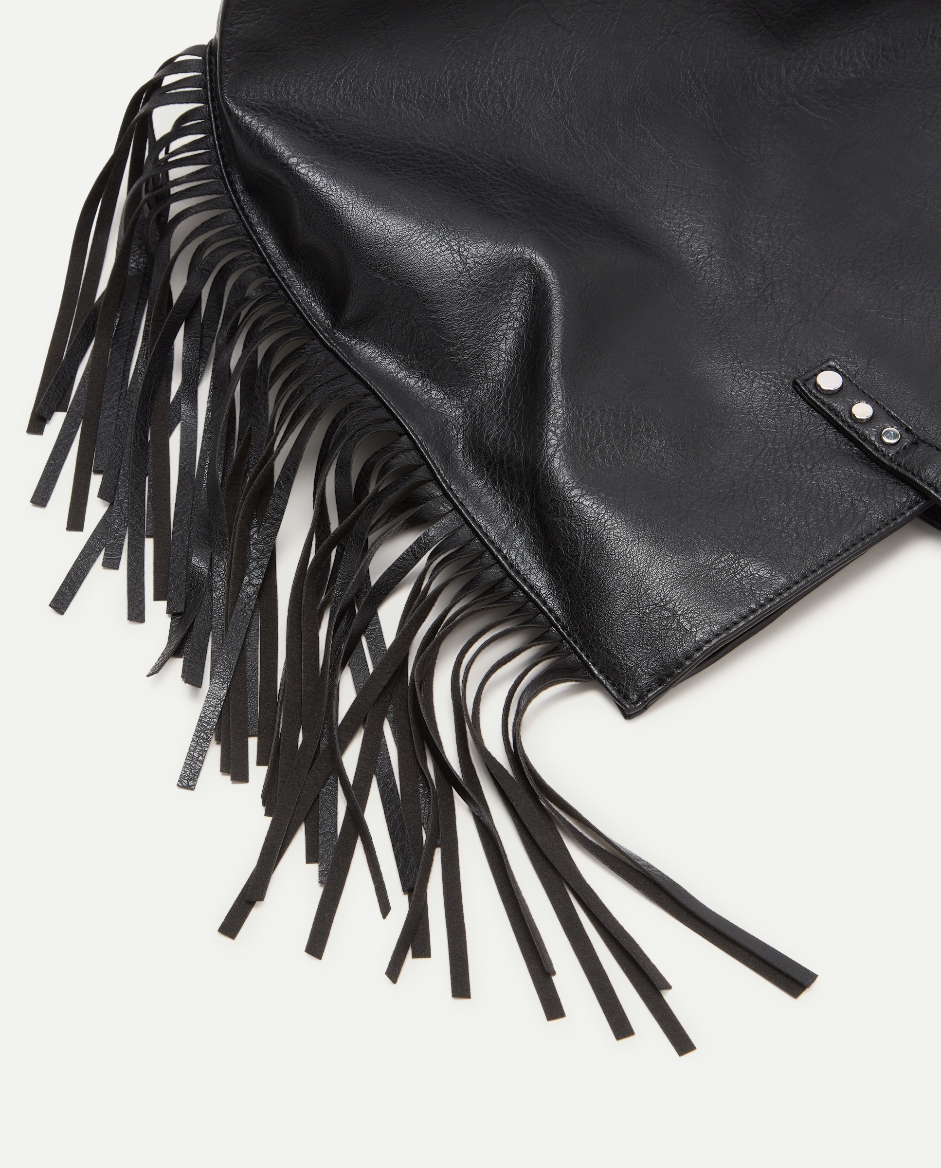 Mala Shopper com Franjas Preto-4