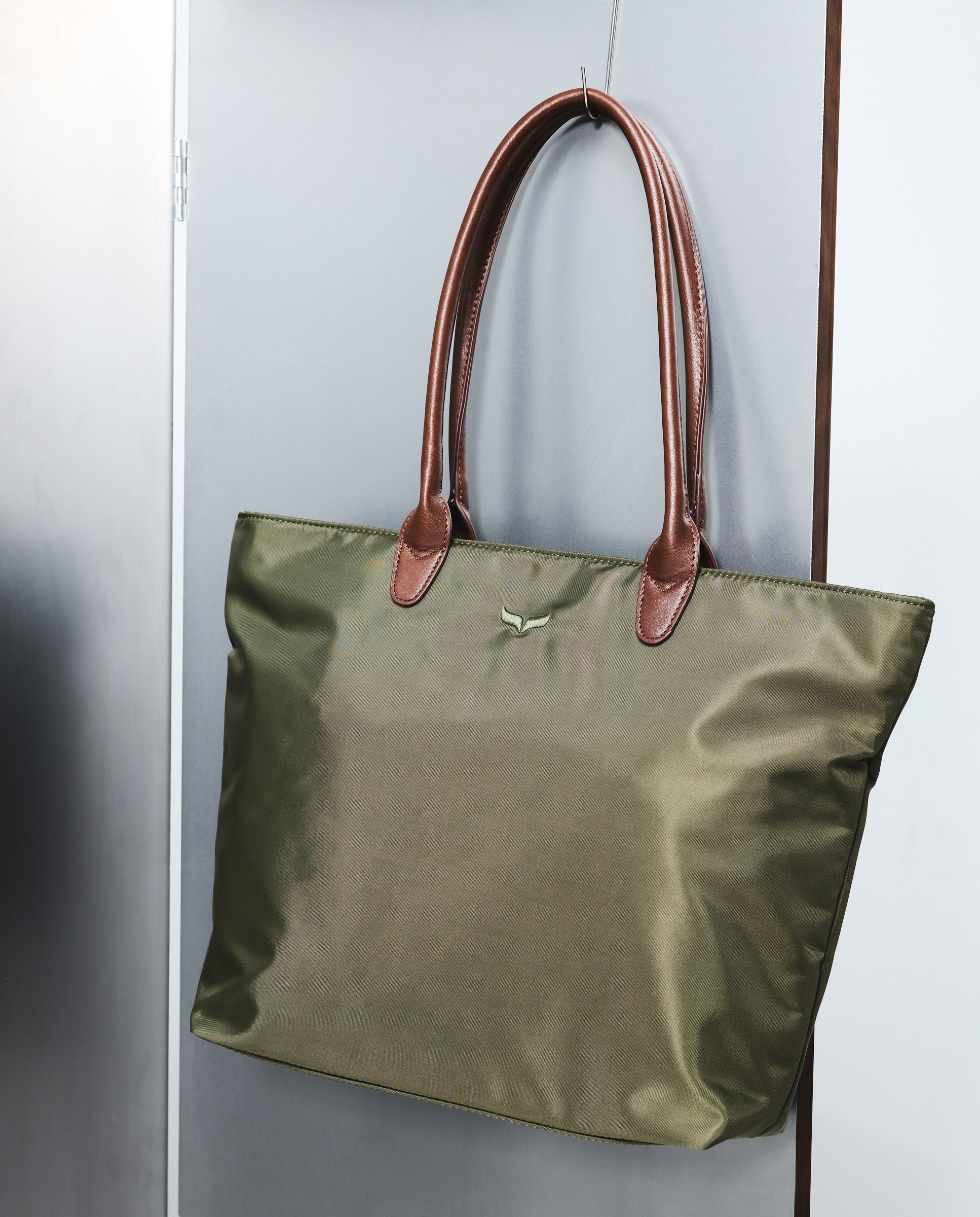 Mala Shopper de Nylon Verde-5