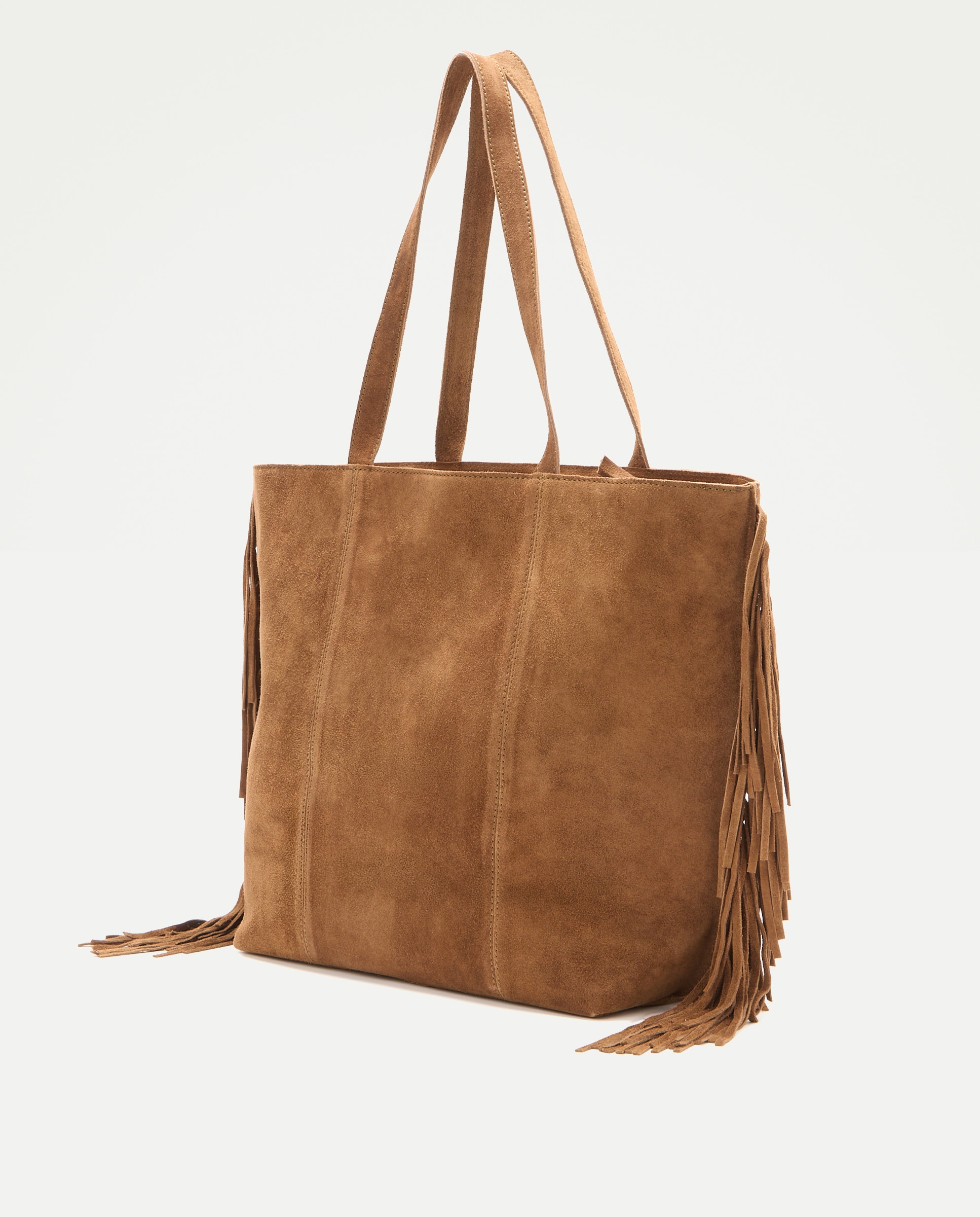 Mala Shopper com Franjas Castanho-2
