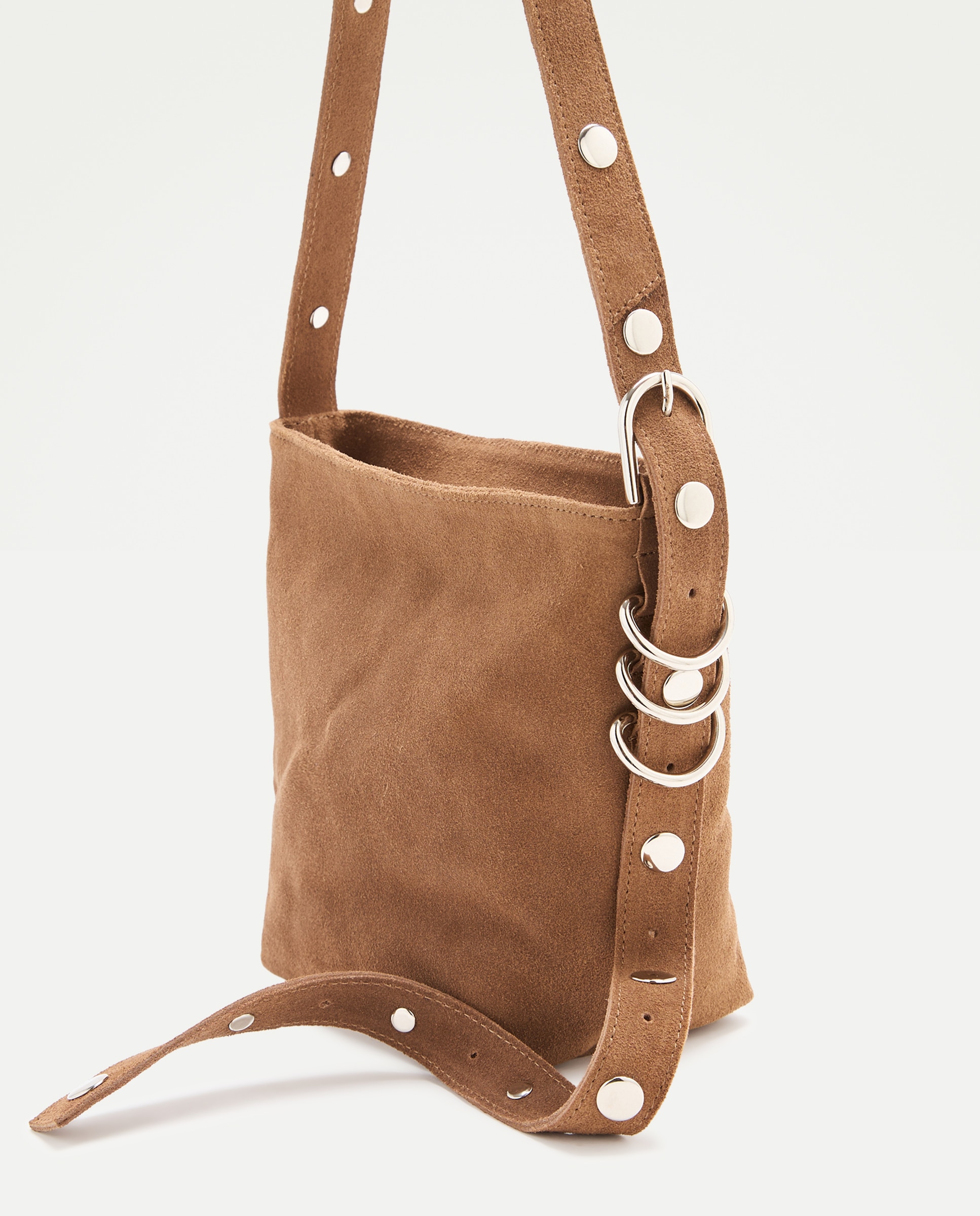 Mala tipo Bolsa com Tachas Castanho-3