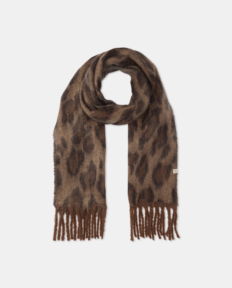 Cachecol com Animal Print de Leopardo Castanho-2