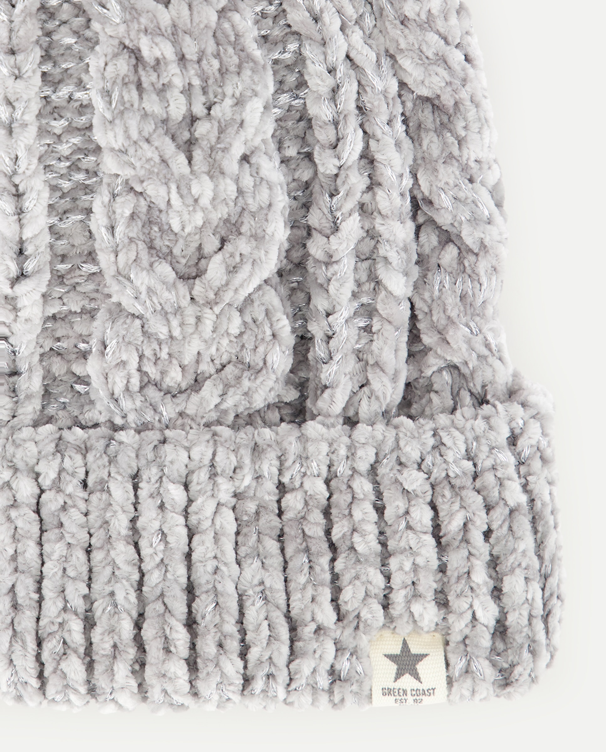 Gorro de Chenille Fio Metalizado 820 Cinzento Médio-2