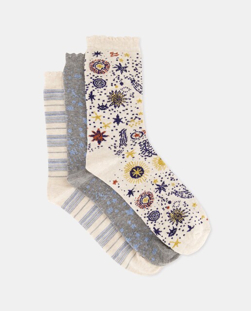 Imagen 0 de Pack tres pares de calcetines estampados de mujer