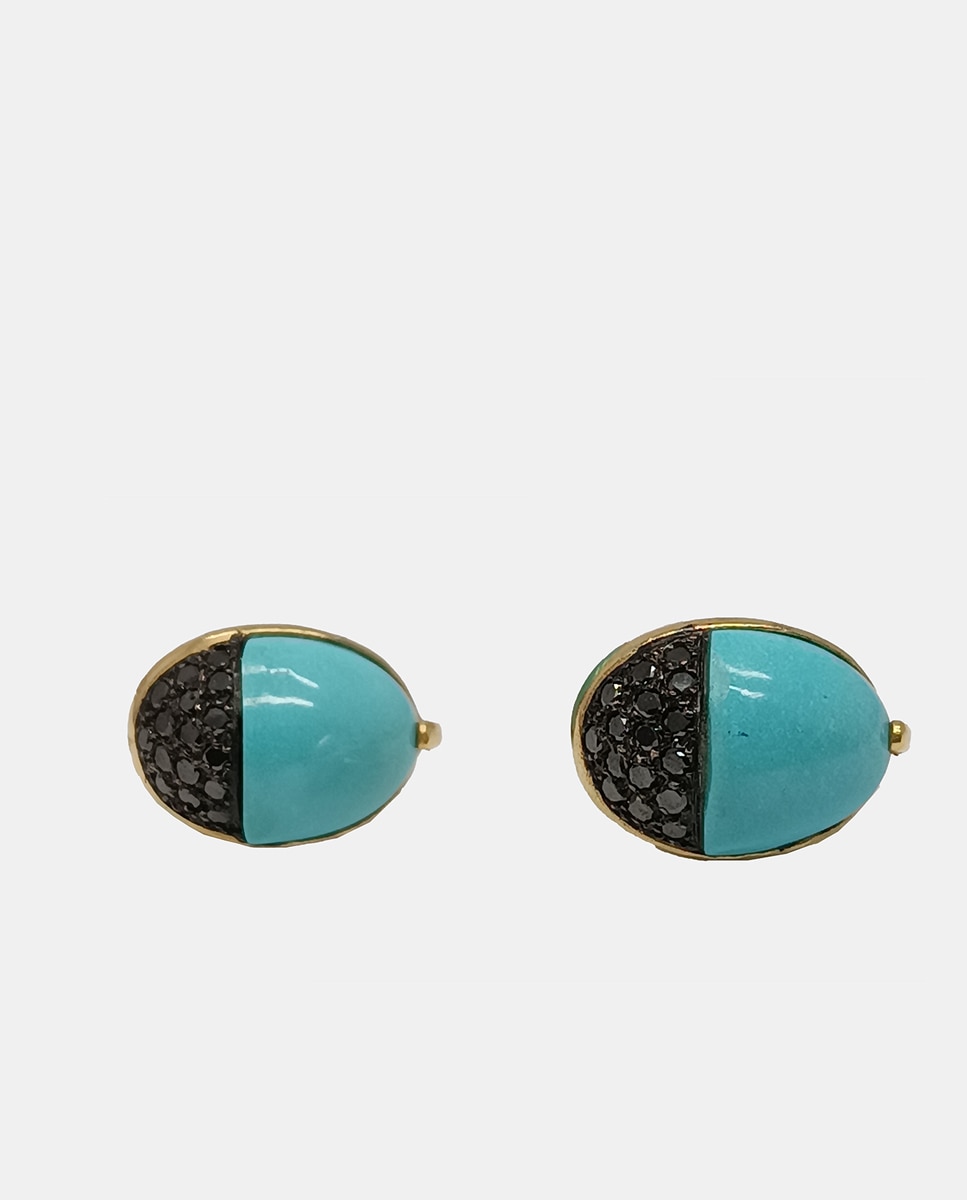 Pendientes de oro, diamantes y turquesa - ROMO - Azul Azul-1