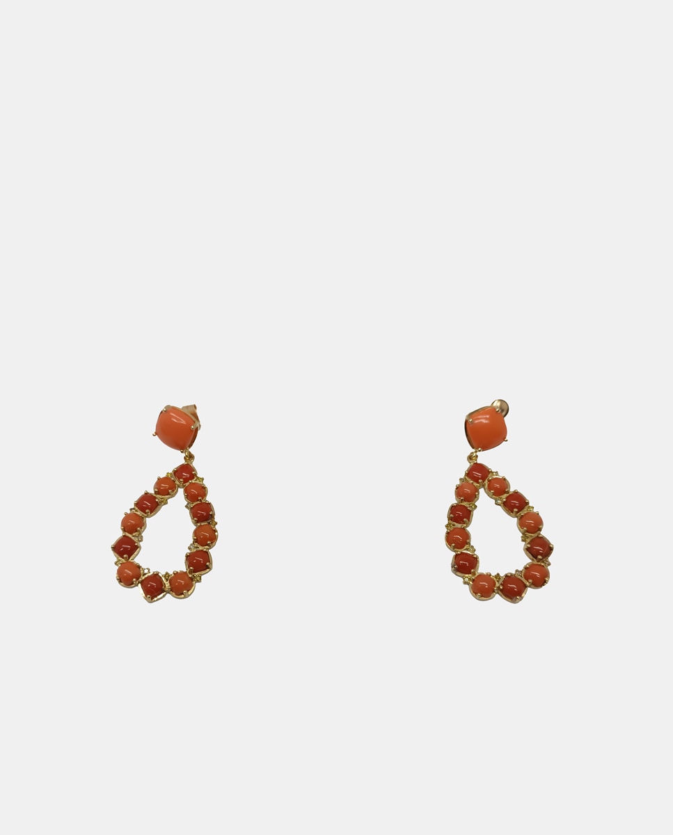 Imagen 0 de Pendientes de oro, diamante Fancy y coral Multicolor