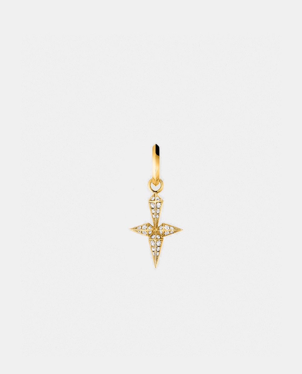 Imagen 0 de Pendiente de aro individual Rockaway de oro y diamantes Blanco