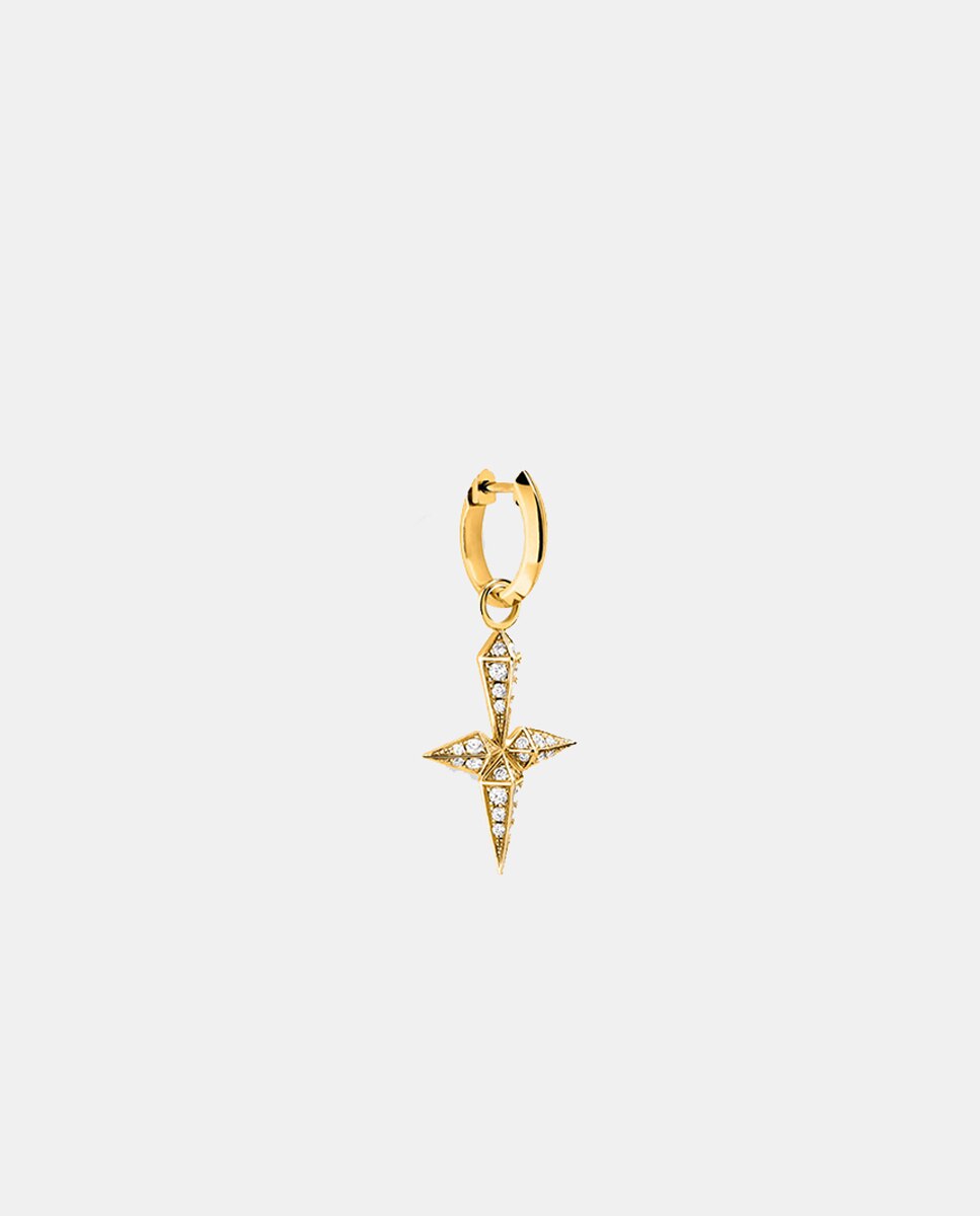 Pendiente de aro individual Rockaway de oro y diamantes - STATEMENT - Blanco Blanco-2