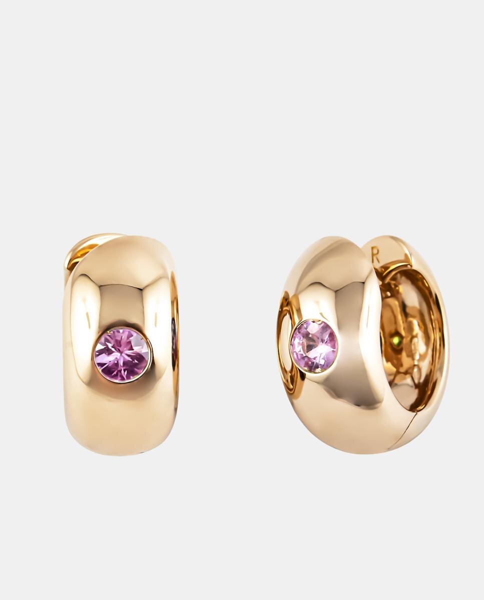 Imagen 0 de Pendientes de aro Pop de oro y zafiro rosa Rosa