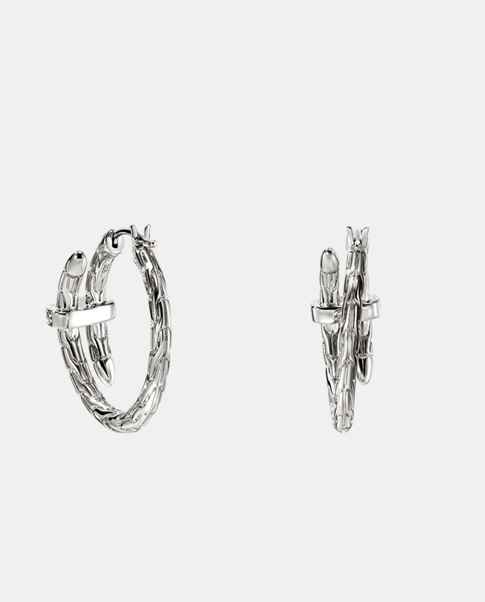 Pendientes de aro Spear de plata y diamantes - John Hardy - Plata Plata-2