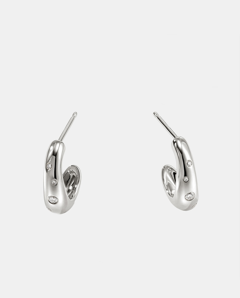 Imagen 0 de Pendientes de aro Surf de plata y diamantes Plata