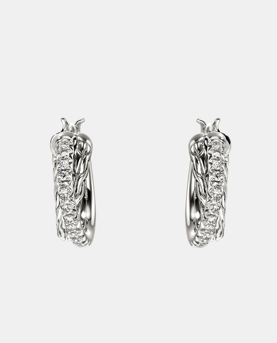 Pendientes de aro JH Essentials de plata y diamantes - John Hardy - Plata Plata-1