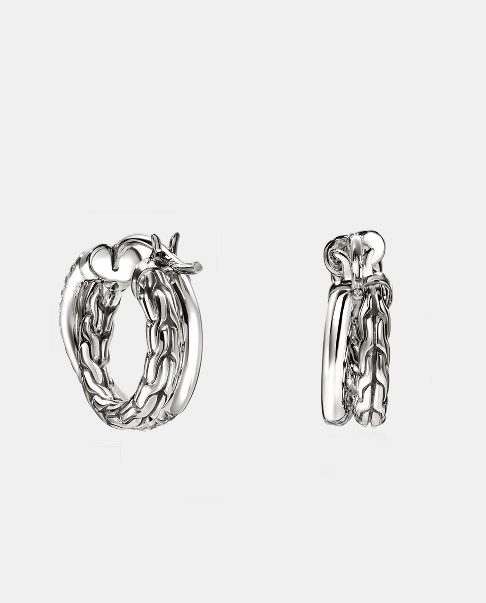 Pendientes de aro JH Essentials de plata y diamantes - John Hardy - Plata Plata-2