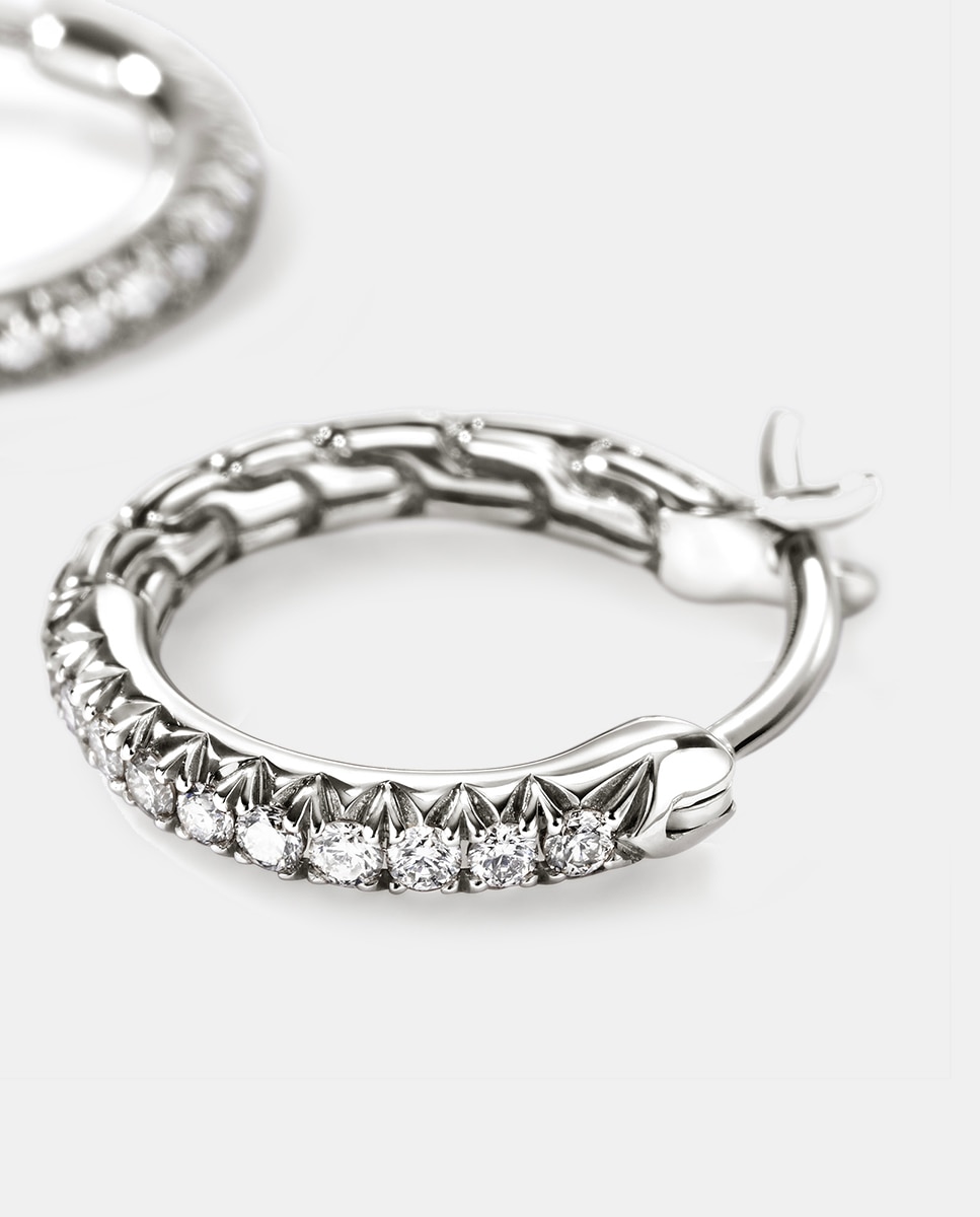 Pendientes de aro JH Essentials plata y diamantes - John Hardy - Plata Plata-3