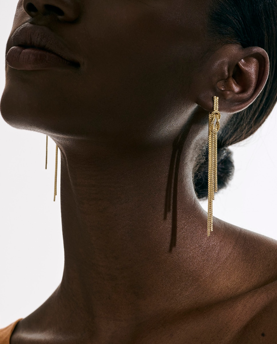 Pendientes largos Love Knot de oro con detalle de nudo - John Hardy - Oro Oro-5
