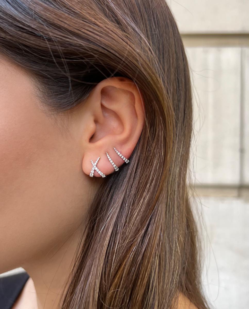 Pendientes de oro y diamantes - Gold & Roses - Blanco Blanco-2