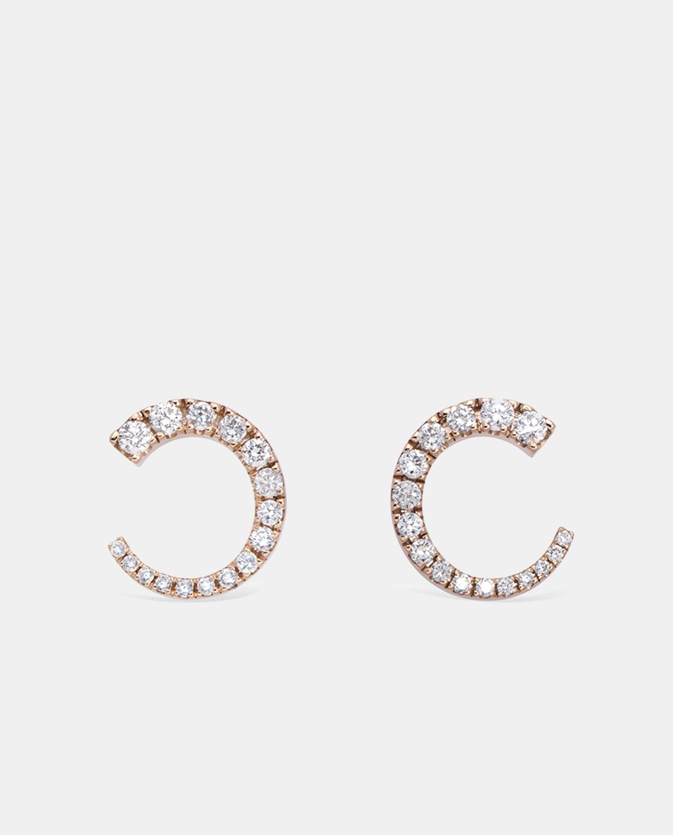 Pendientes de aro Sasa de oro y diamantes - Gold & Roses - Blanco Blanco-1