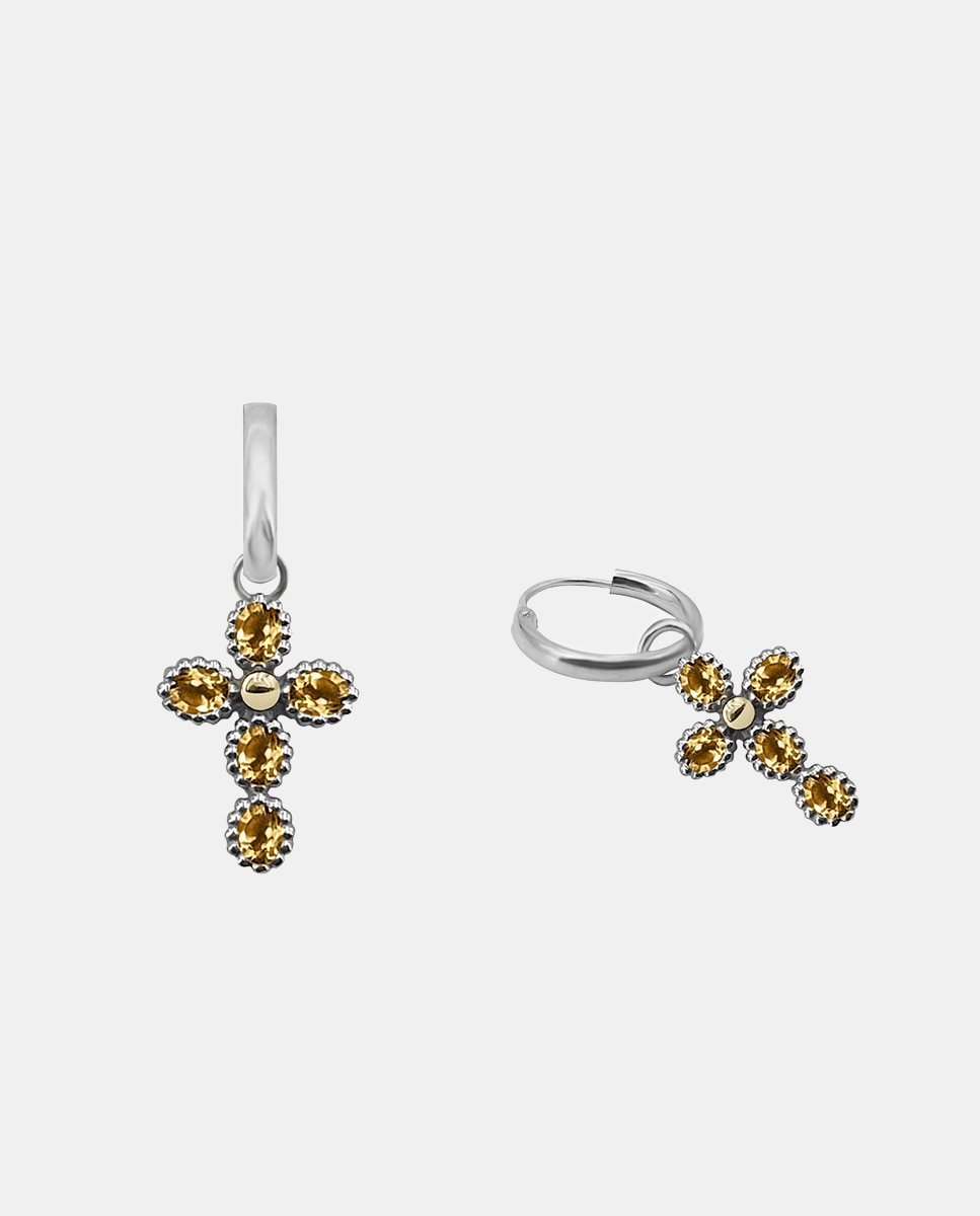 Imagen 0 de Pendientes de aro Bohemme Allegria de plata y cuarzo Amarillo