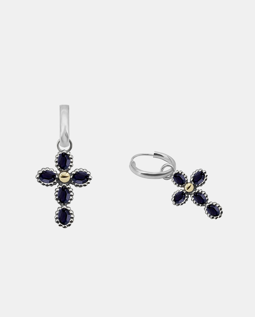 Imagen 1 de Pendientes de aro Bohemme Allegria de plata y cianita - Azul Azul
