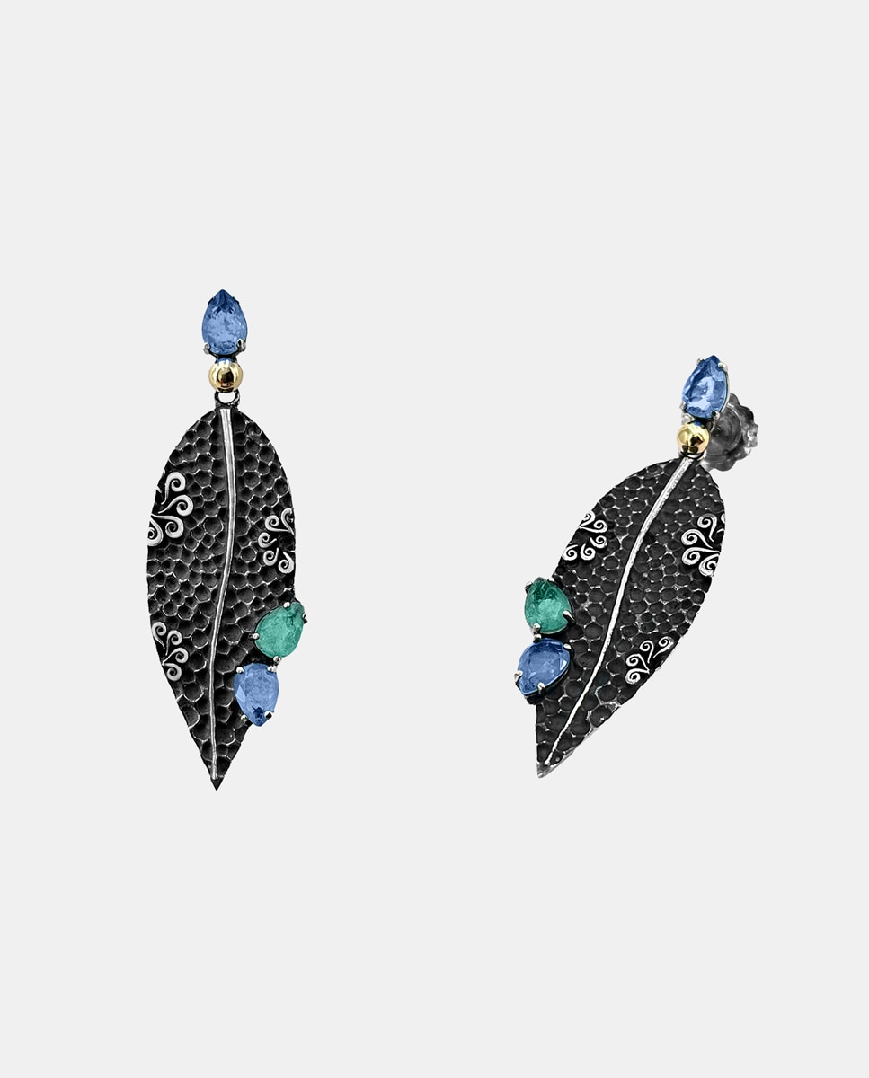 Pendientes Bohemme Color de plata y gemas - Multicolor Multicolor-1