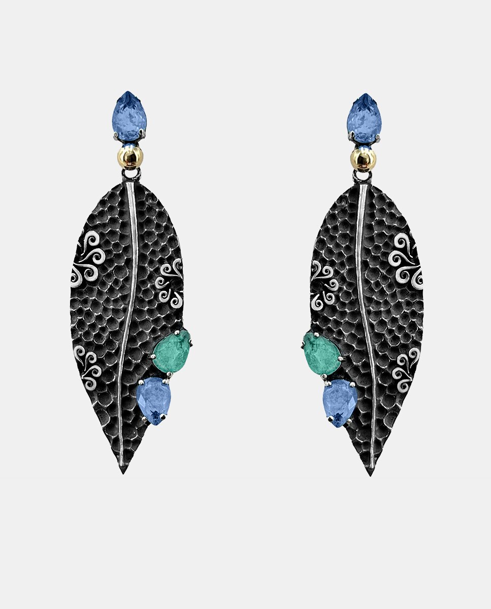 Pendientes Bohemme Color de plata y gemas - Multicolor Multicolor-2