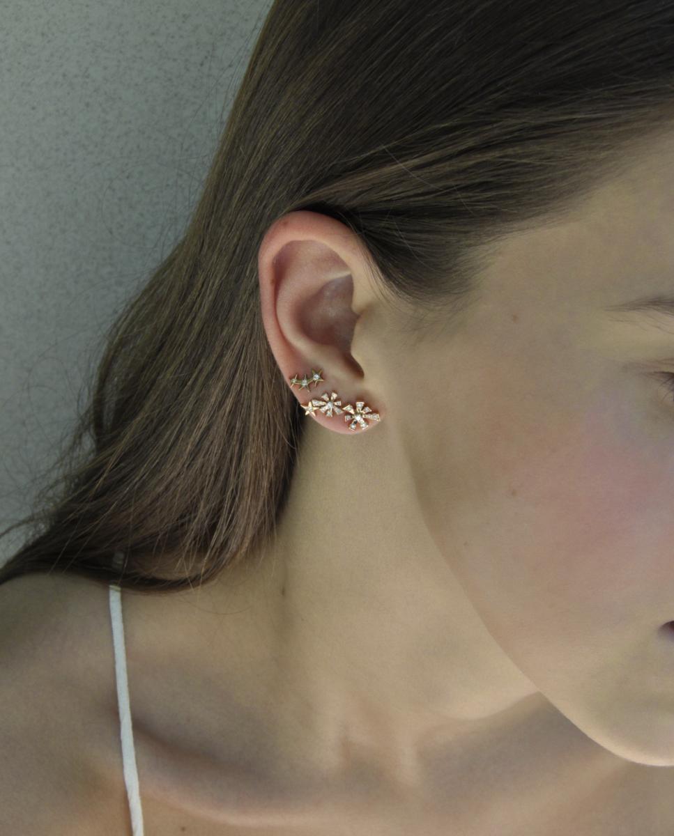 Pendientes Luzia de oro y diamantes - Gold & Roses - Blanco Blanco-3