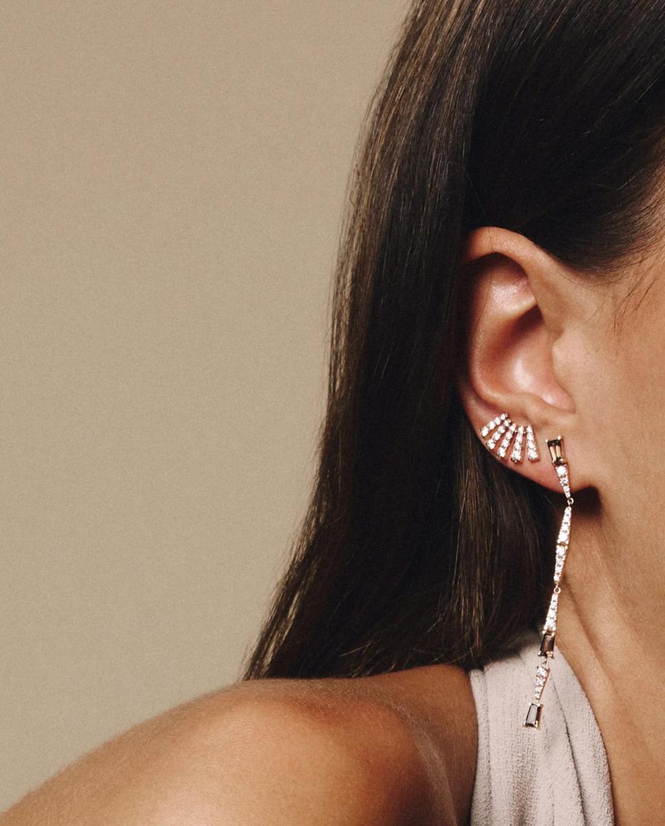 Pendientes Smoky Club de oro y diamantes - Gold & Roses - Blanco Blanco-2